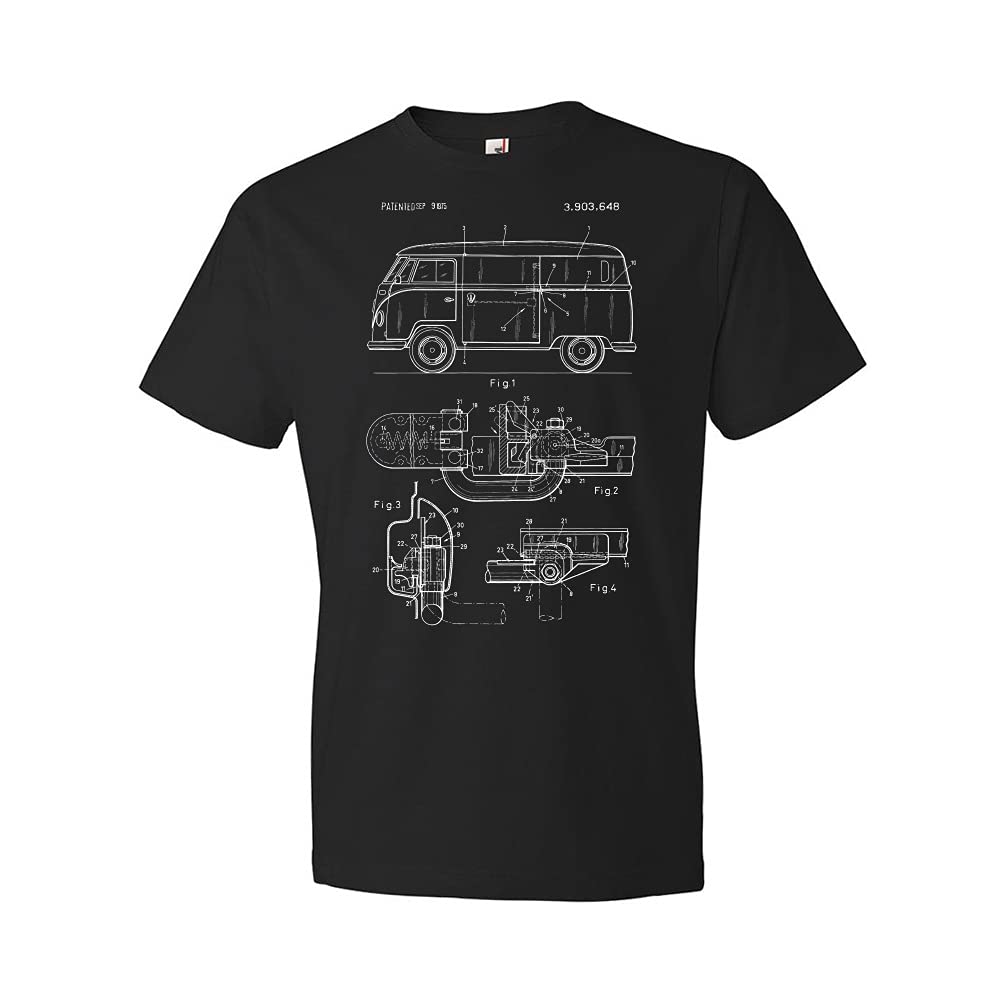 Retro Hippie Bus T-Shirt | Vintage Van Blueprint Design | Classic Car Enthusiast Tee | Perfect Mechanic Gift for Car Lovers | Great for Road Trips, Music Festivals & Garage Hangouts