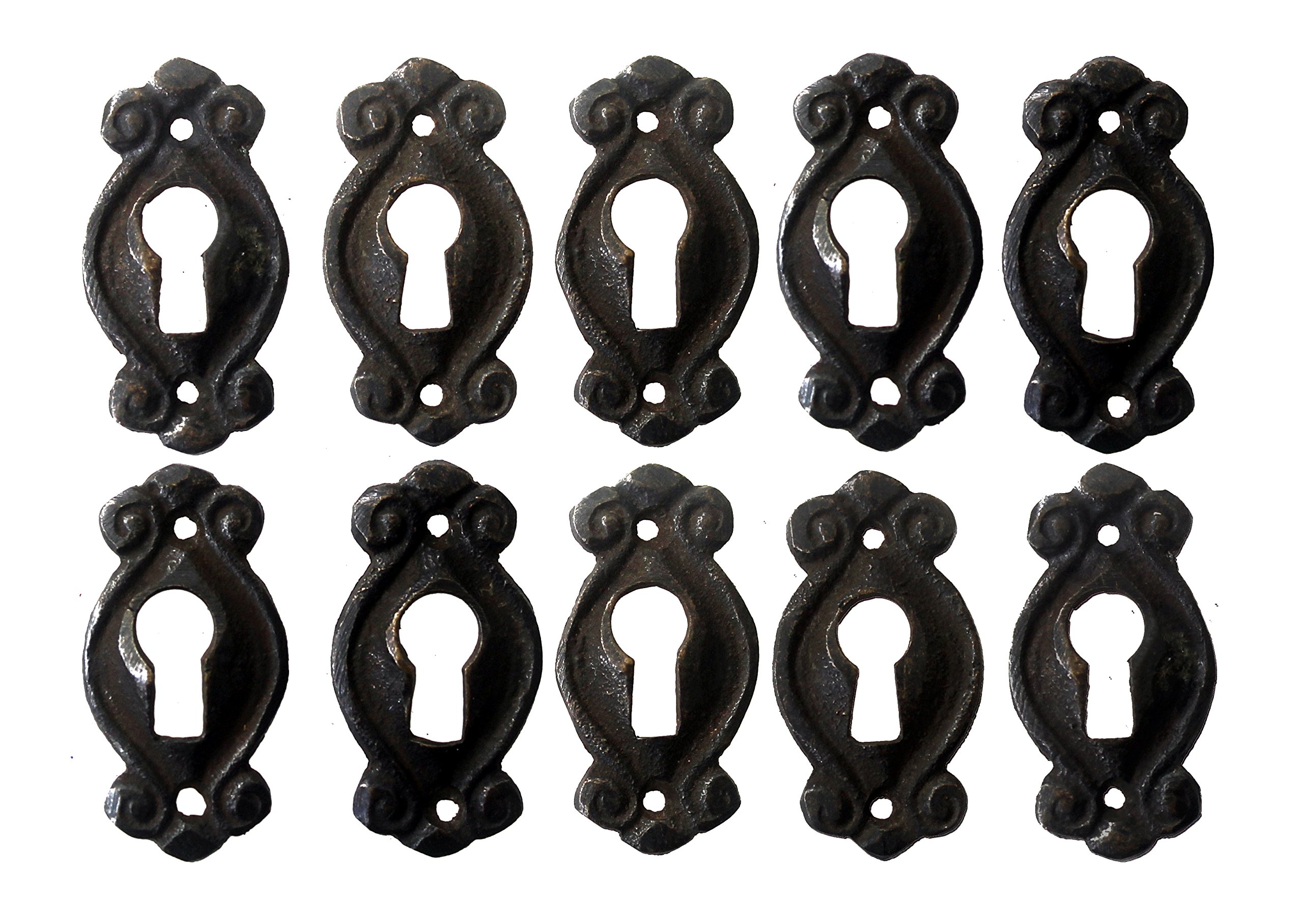10-Pack Small Keyhole Escutcheon Covers - Iron Finish by Nesha - Perfect for Cabinet, Drawer & Furniture Hardware Protection and Decoration
