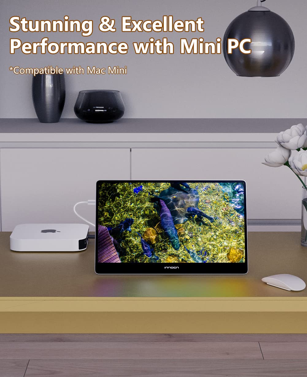 INNOCN 15.6 Inch Portable Monitor 15A1F - OLED 1080P FHD USB C HDMI Display for Laptop, Computer & Gaming | HDR, Detachable Stand, Built-in Speakers | Perfect for Work, Travel & Entertainment
