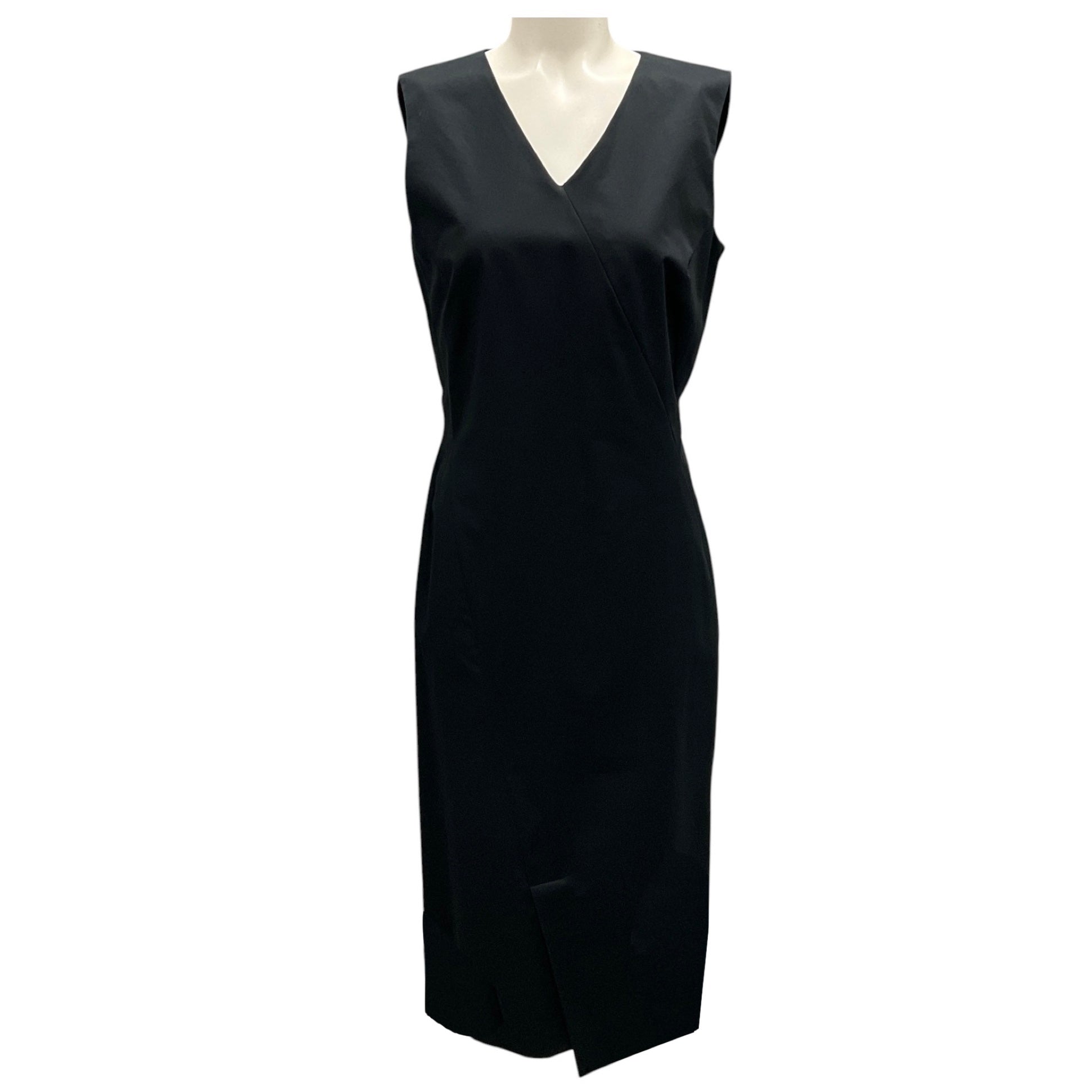Jil Sander Black Sleeveless Midi Dress for Women | Elegant Formal Evening Gown | Perfect for Cocktail Parties, Weddings & Special Occasions