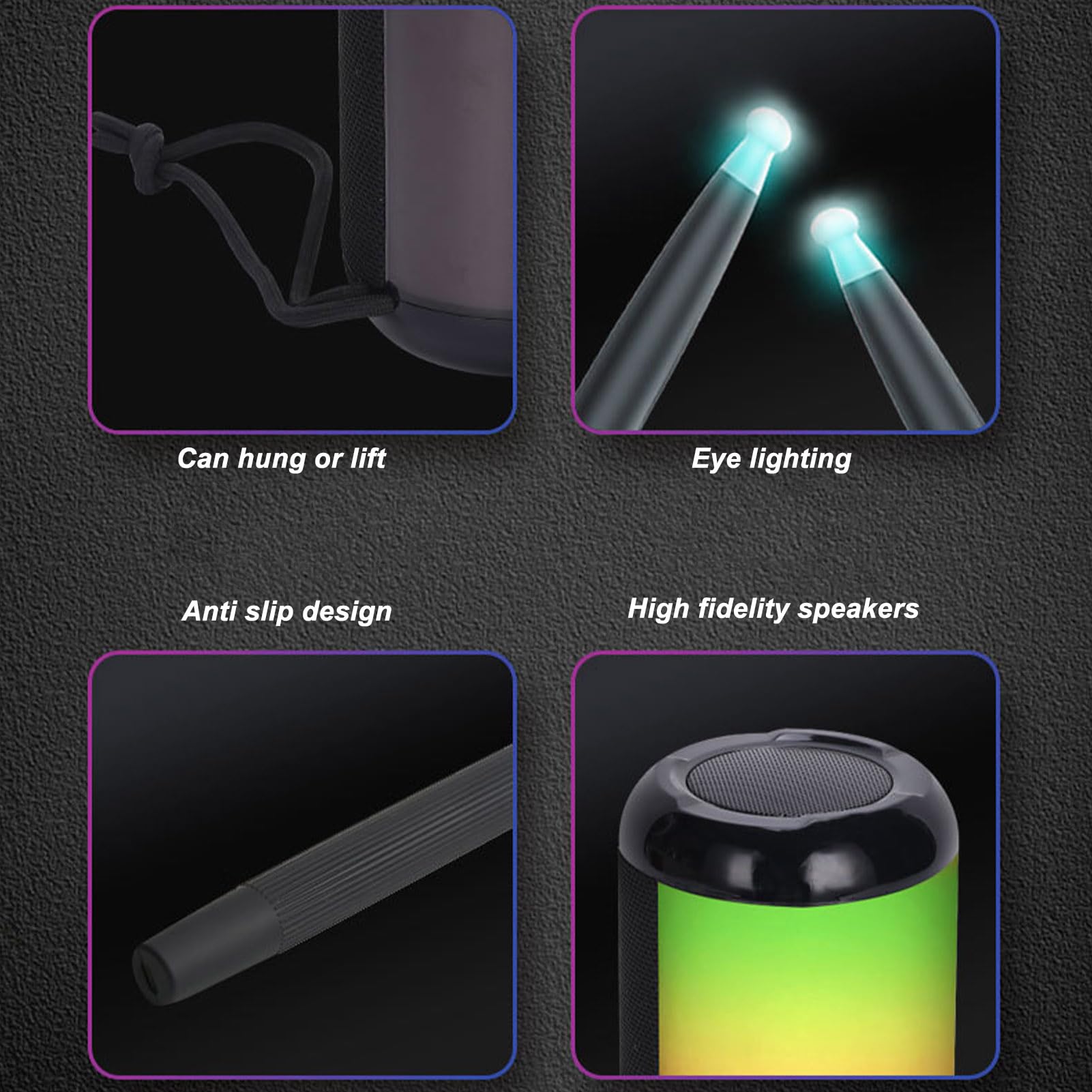 HEEPDD Virtual Air Drum Set - Electric Air Drum Sticks Kit with RGB Lights, Drumsticks, Pedals & Speaker (Black) - Perfect for Home Practice, Stage Performance & Music Enthusiasts