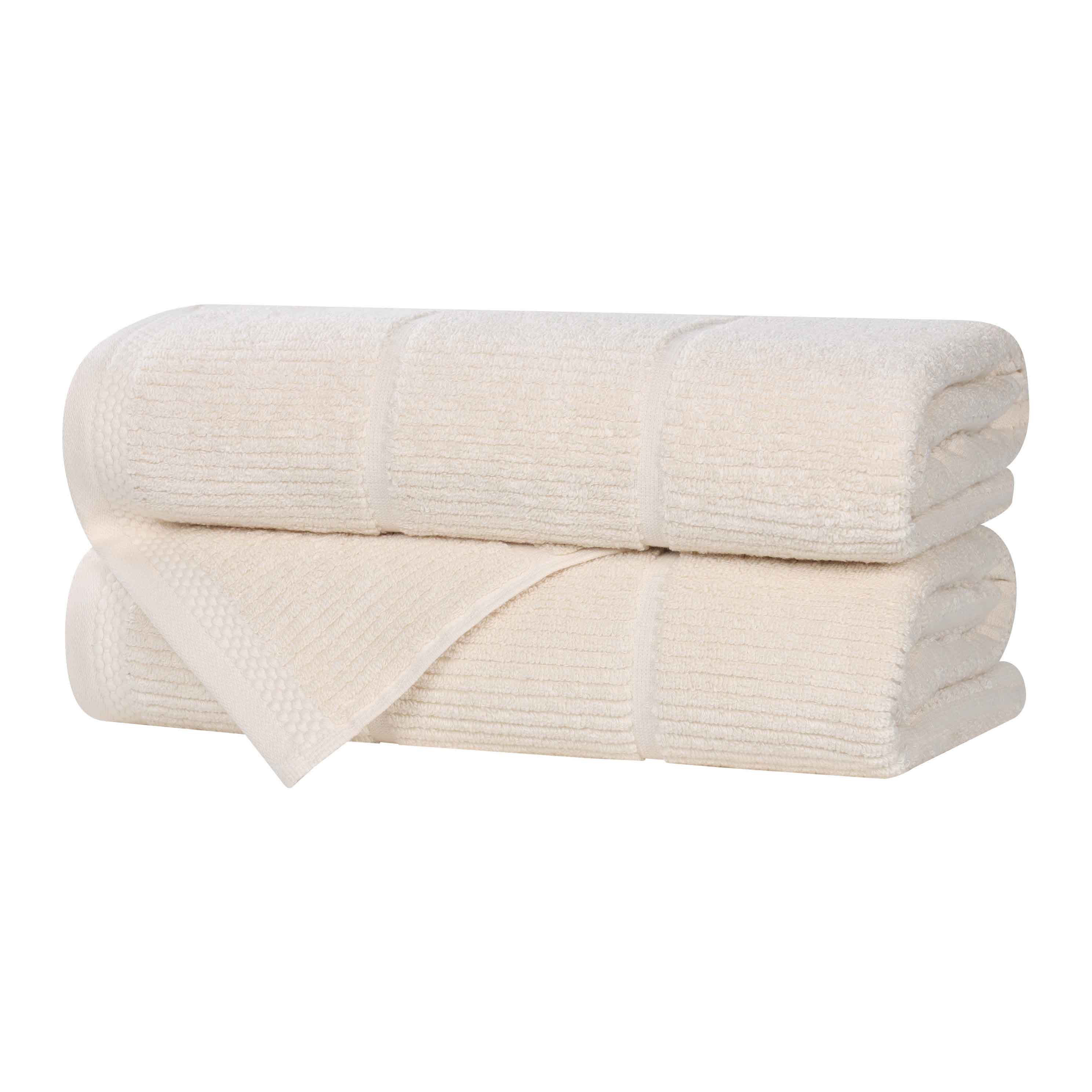 Milo Smart Twist Cotton Bath Towels Set of 2 - Ultra Soft & Absorbent Ribbed Design for Bathroom, Spa & Gym Use