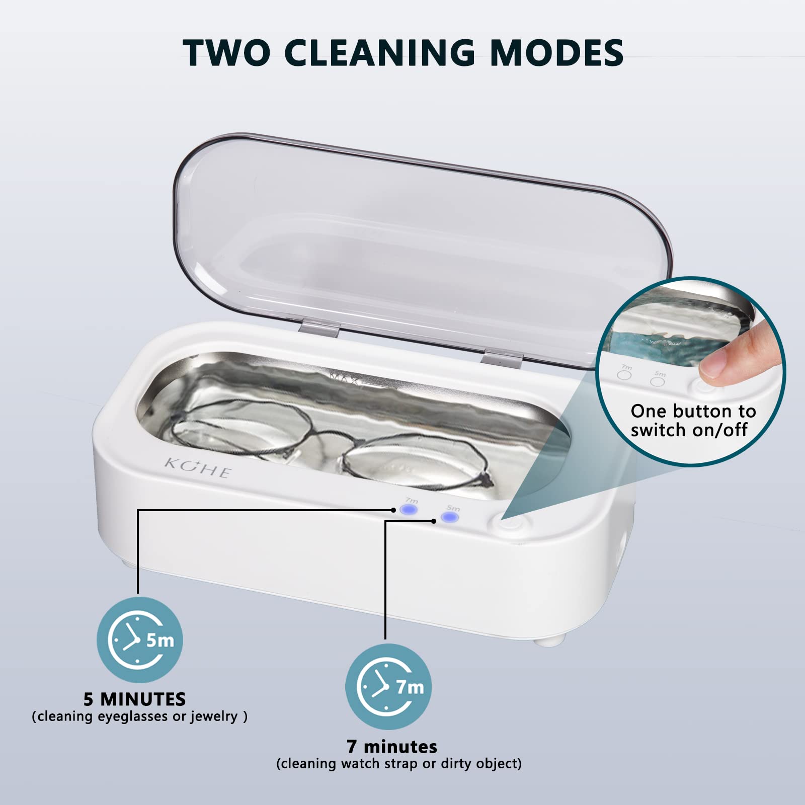 Professional Ultrasonic Jewelry Cleaner Machine - 48Khz Silver Cleaner for Rings, Earrings, Necklaces, Watches, Eyeglasses & Makeup Brushes | 304 Stainless Steel Tank (12OZ) | Perfect for Home, Jewelry Stores & Professional Cleaning Services