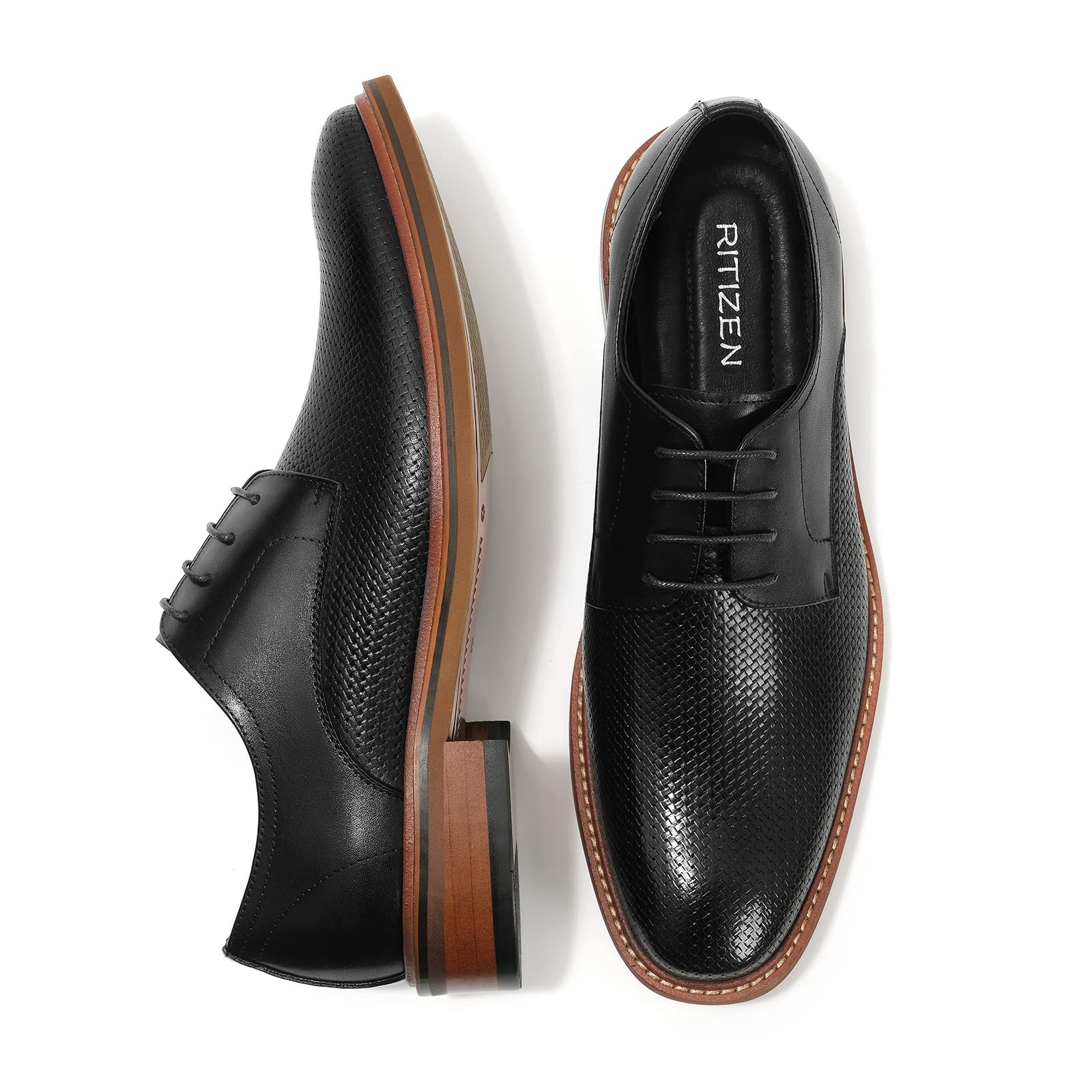 Men's Classic Oxford Dress Shoes - Slip On & Lace Up Wingtip Design for Business & Wedding | Italian Embossed Leather Formal Shoes | Perfect for Office, Prom & Special Occasions