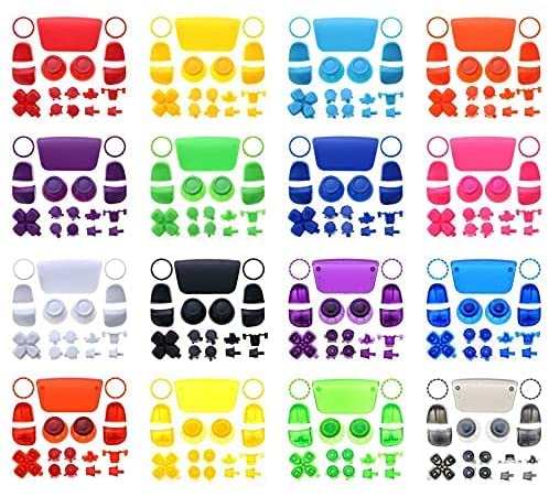 PS5 Controller Replacement Buttons - Full Set L1 R1 L2 R2 D-pad & Thumbstick Caps with Accent Rings (Pink) | Gaming Accessories for Enhanced Playstation 5 Experience
