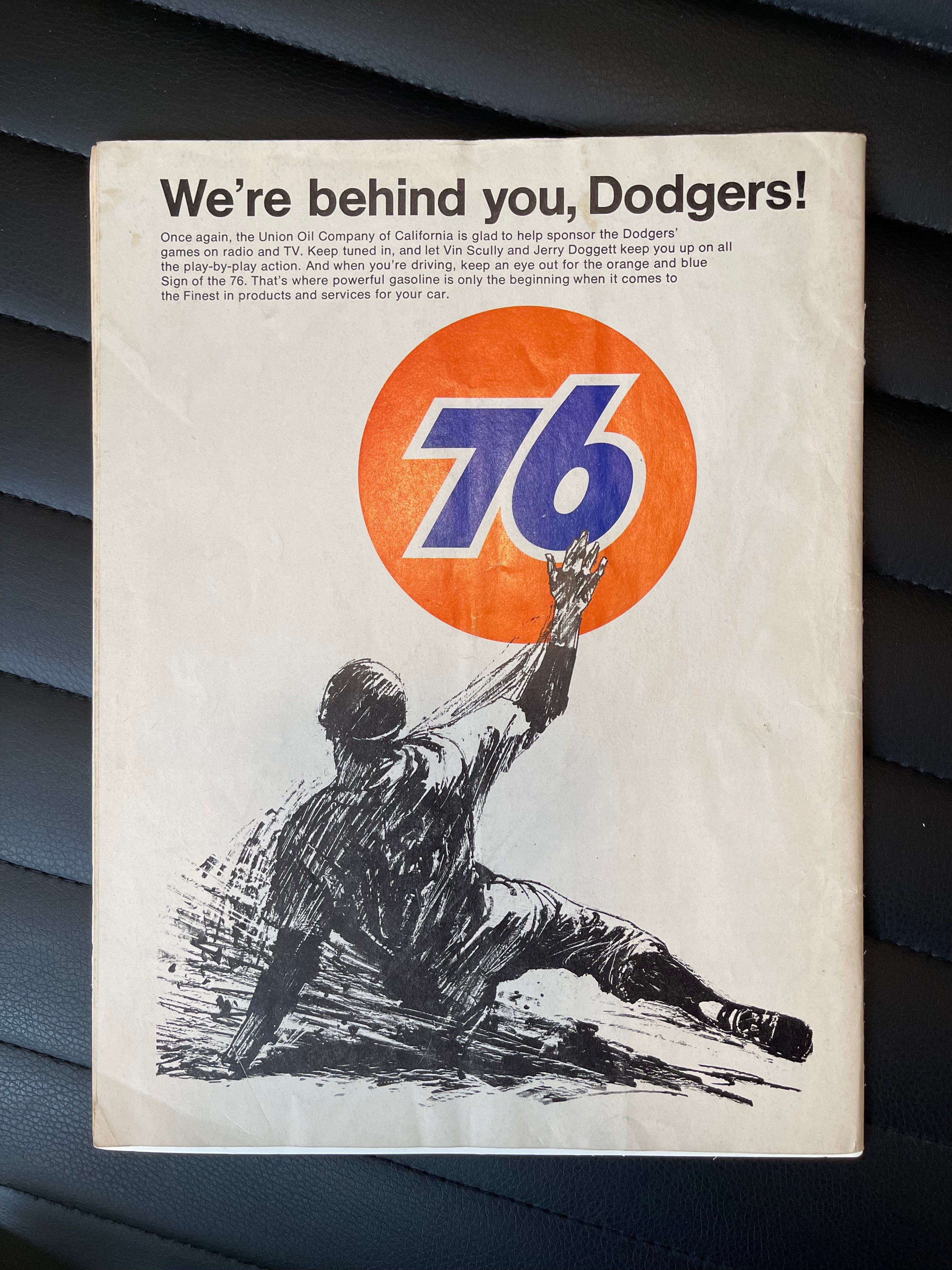 Vintage 1968 Dodgers Baseball Program - Authentic MLB Memorabilia for Collectors & Fans - Perfect for Sports Memorabilia Displays & Dodgers Fan Gifts