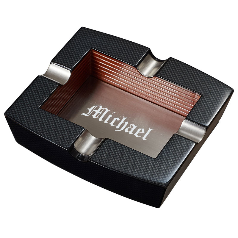 Premium Visol Seine Carbon Fiber & Wood Cigar Ashtray - Luxury Smoking Accessory for Cigar Lovers, Home, Office & Outdoor Use
