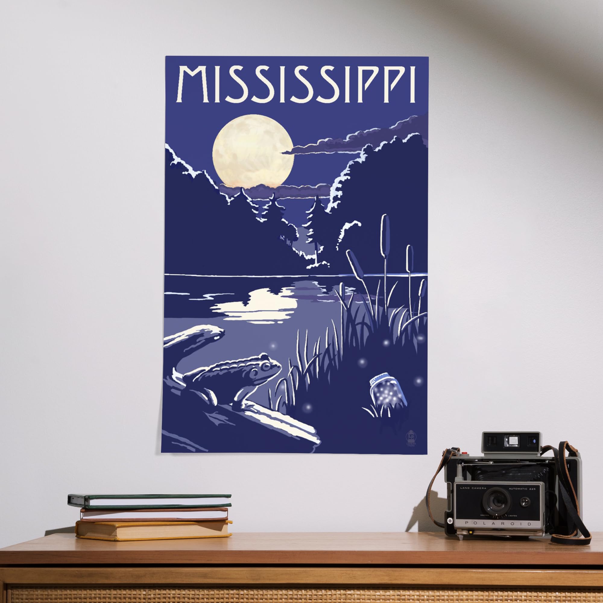 Lantern Press 16x24 Inch Giclee Art Print - Mississippi Lake at Night Wall Decor | Perfect for Living Room, Bedroom & Office