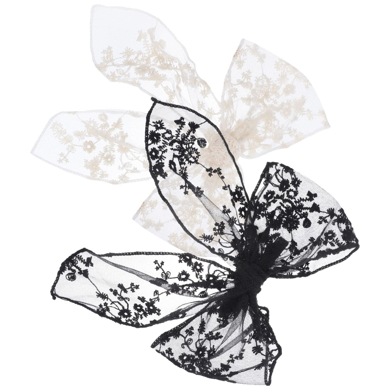 Embroidered Lace Hair Bows for Women & Girls - 2pcs Set for Parties & Weddings