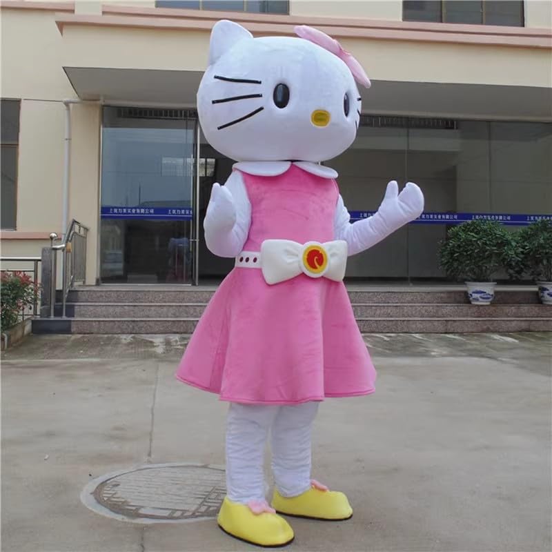 Pink KT Mascot Costume for Adults - Cute Mascot Doll Outfit for Halloween Parties, Cosplay Events & Theme Celebrations | Perfect for Costume Parties, Parades & Photo Shoots
