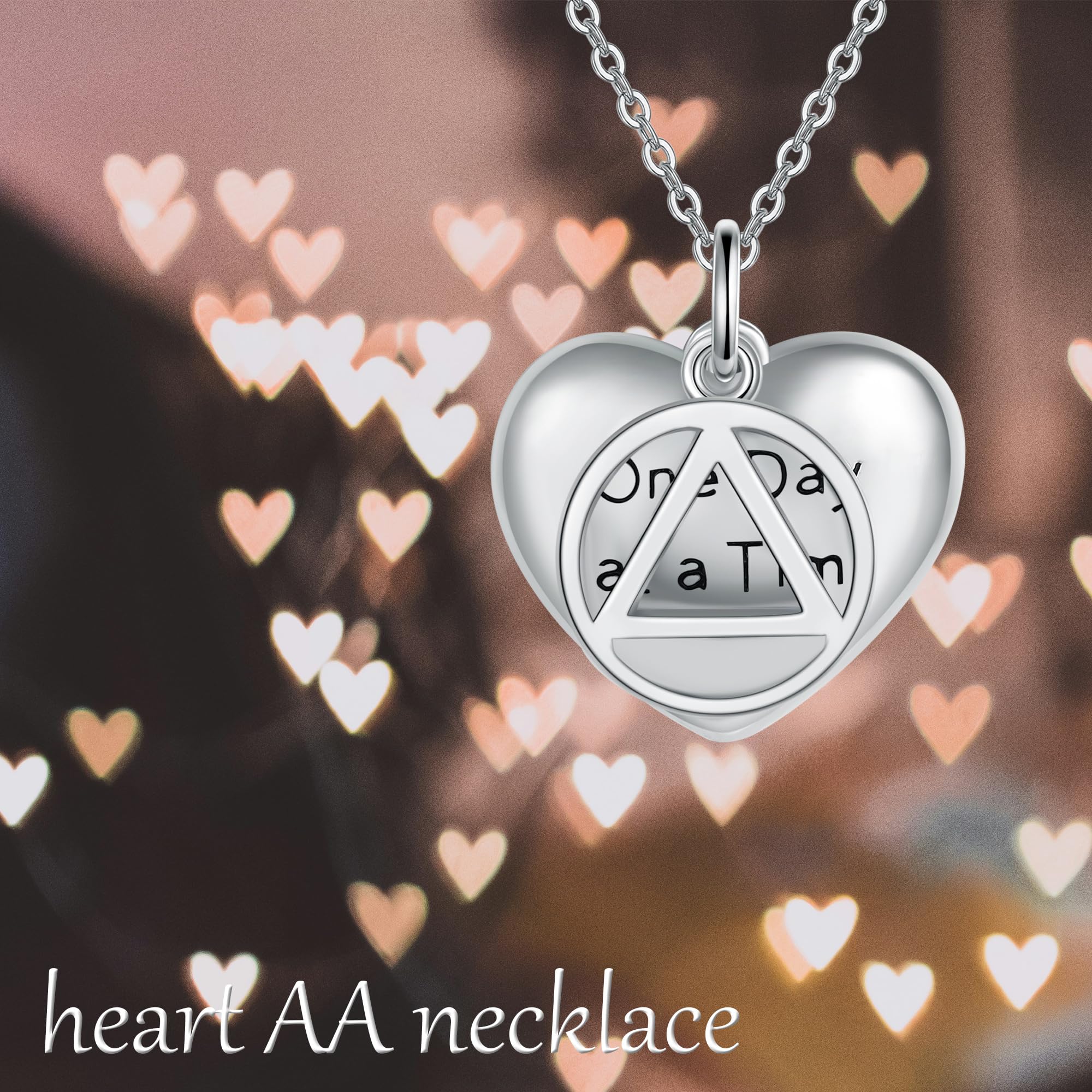 YAFEINI AA NA Recovery Necklace - Sterling Silver Alcoholics Anonymous Sobriety Jewelry with Crescent Crystal for Women & Men - Perfect for 12-Step Meetings, Gifts & Daily Wear