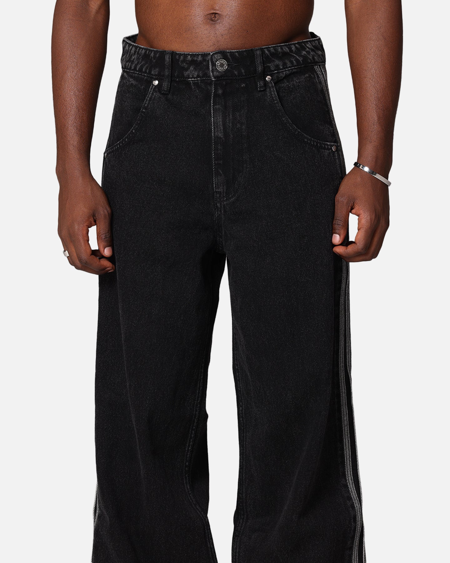 Adidas Adicolor Denim Firebird Pants for Men - True Black | Casual Streetwear & Athletic Joggers for Everyday Wear & Gym