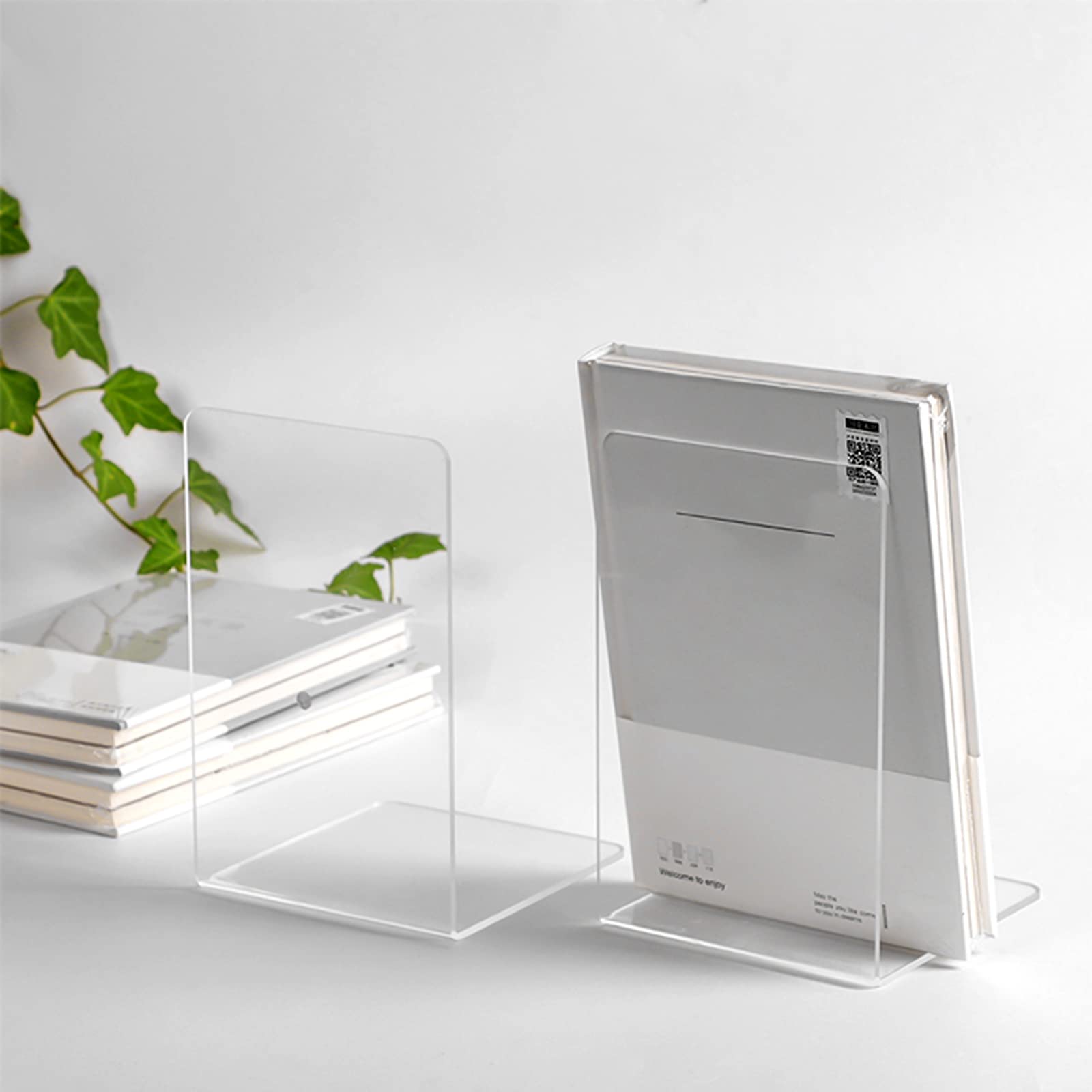 Clear Acrylic Book Ends - 8 Pack for Shelves & Desks - School, Library Use