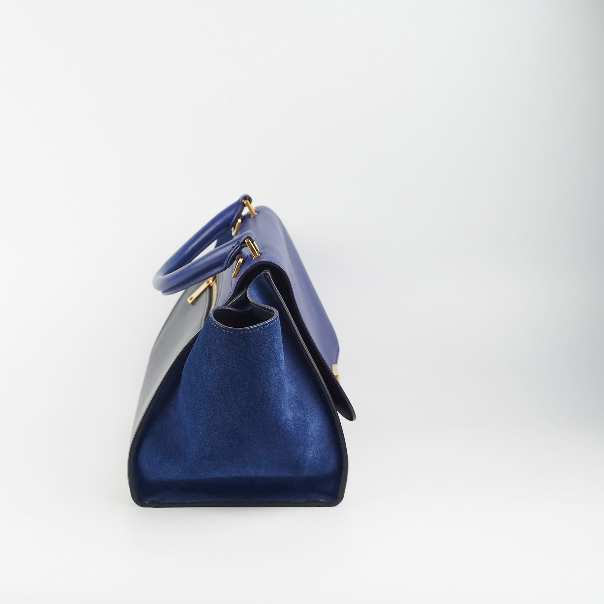 Celine Small Trapeze Handbag in Blue & Black - Luxury Crossbody Bag for Women | Perfect for Work, Travel & Evening Events