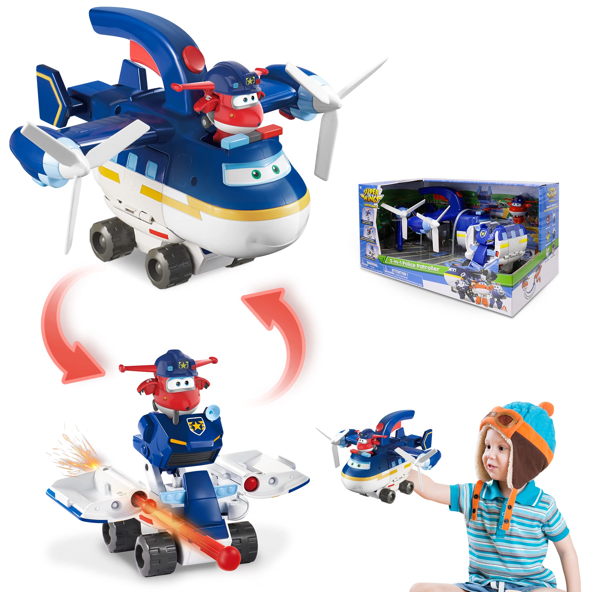 Super Wings Transforming Toy Airplane & Patrol Car - 2