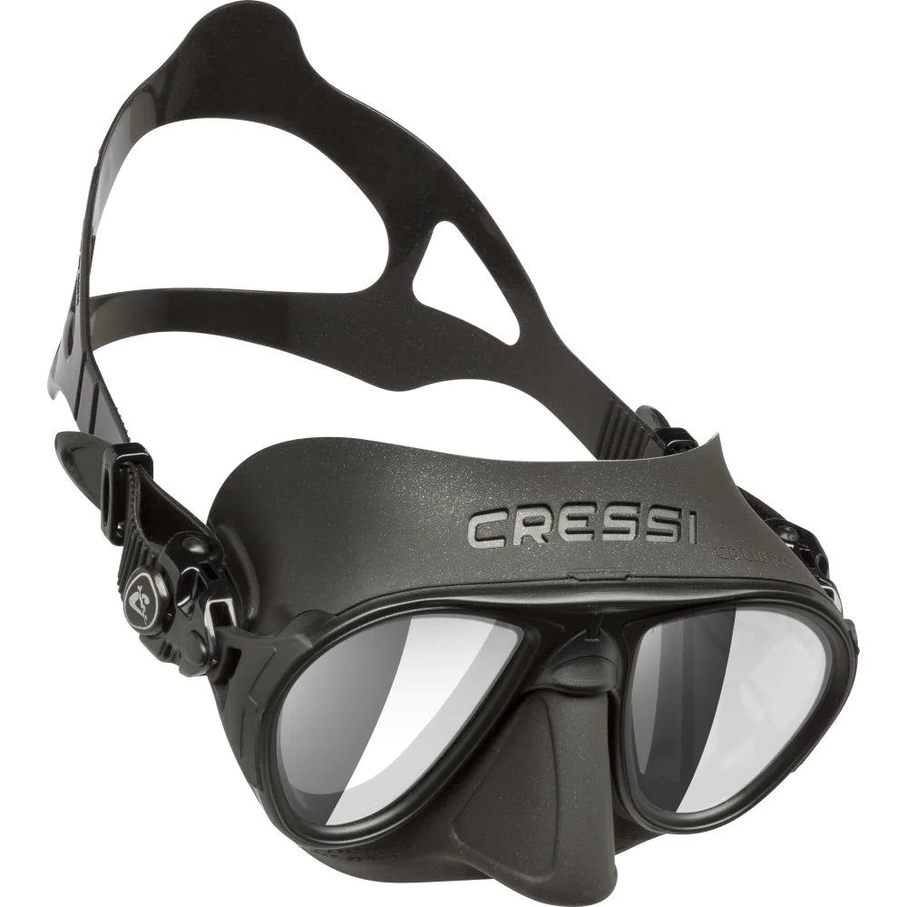 Cressi Calibro Black HD Mirrored Lens Scuba Diving Mask - Anti-Fog & UV Protection for Snorkeling and Spearfishing
