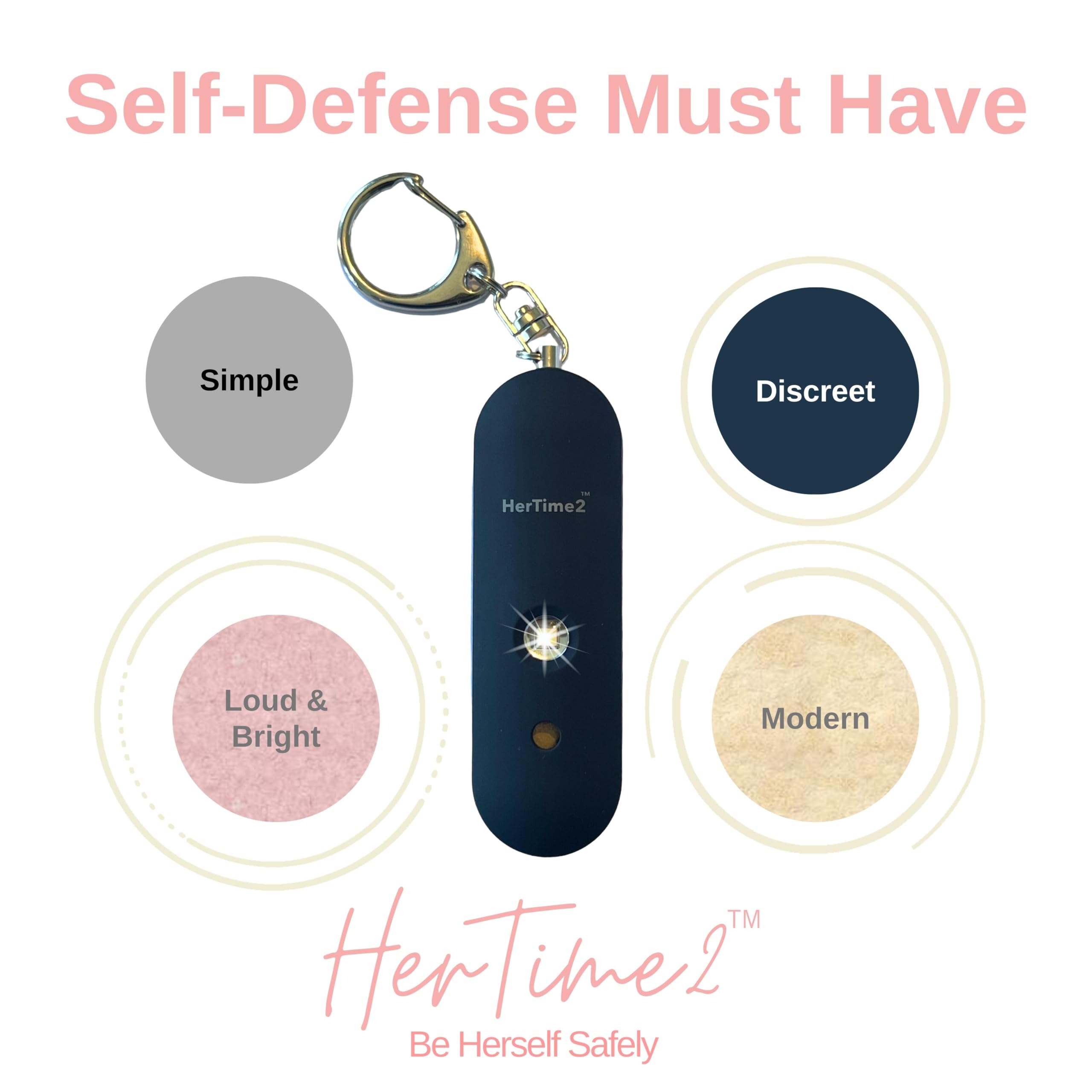 Personal Safety Alarm for Women - Waterproof Self Defense Keychain with Loud Alarm & Strobe Light - Travel Safety Device for Women - Perfect for Night Jogging, Walking Alone, College Campus & Emergency Situations (Black)