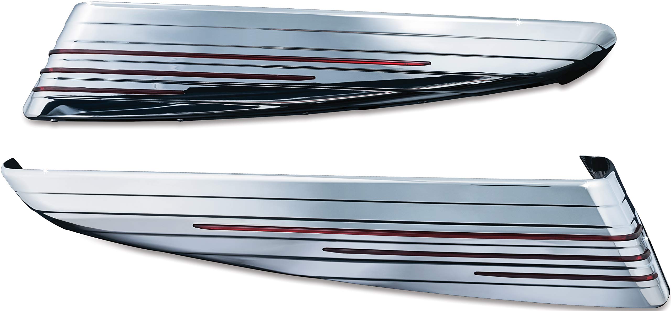 Kuryakyn 7292 LED Saddlebag Extension Lights with Red Lenses - Chrome Motorcycle Lighting Accessories for 2014-2019 Harley-Davidson Bikes (1 Pair) - Enhance Night Visibility & Custom Style for Cruiser Rides