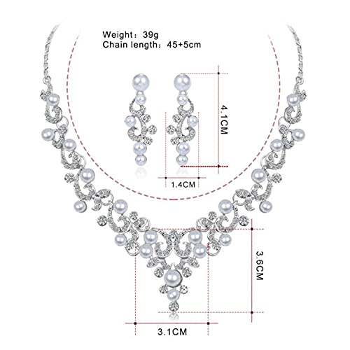 Elegant Silver Crystal Bridal Jewelry Set - Necklace & Earrings for Women | Rhinestone Wedding Accessories | Perfect for Brides, Bridesmaids, and Special Occasions