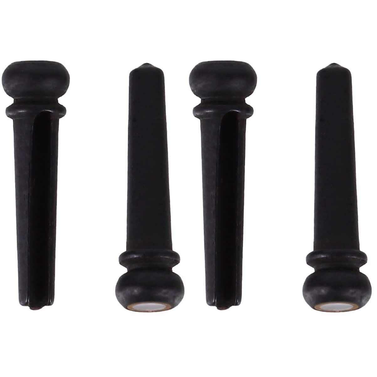 **Milisten 4-Piece Acoustic Guitar Bridge Pins with Abalone Inlay - Black Ebony Wood Slotted Pegs for Bass & Shell Guitar Replacement Parts - Perfect for DIY Repairs & Instrument Upgrades**