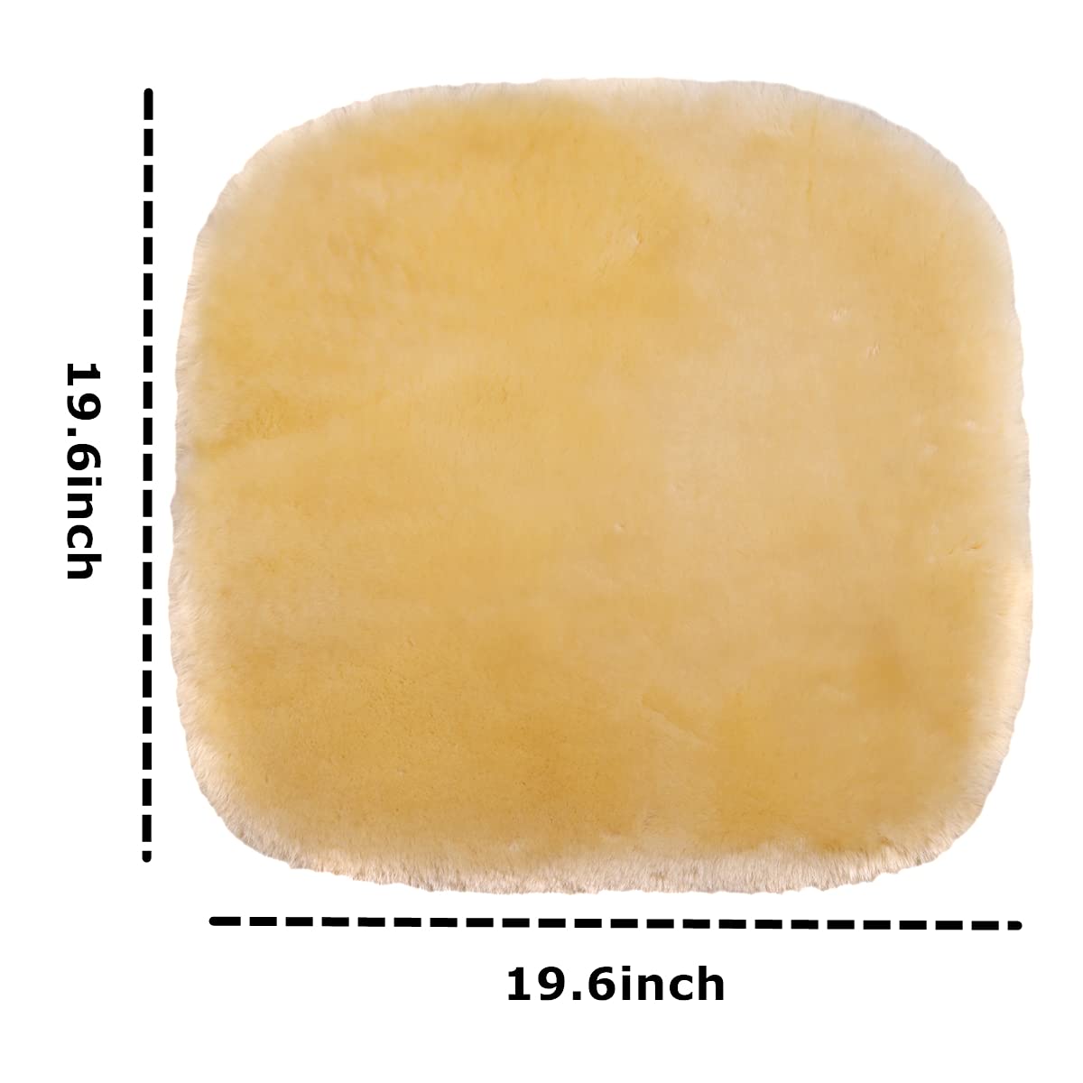 Premium Natural Sheepskin Seat Cushion Cover - Genuine Wholehide Short Wool Car Seat Pad - Universal Fit for Cars, Trucks, SUVs & Vans - Beige Yellow - Enhances Comfort for Long Drives & Cold Weather Protection