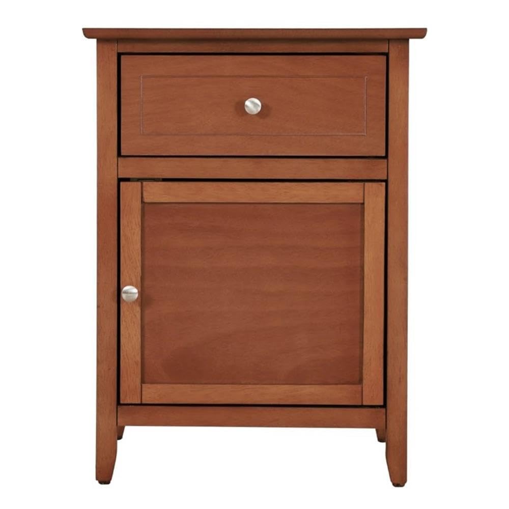 Glory Furniture Izzy 1-Drawer 1-Door Oak Nightstand - Bedside Table for Bedroom, Living Room & Guest Room Storage