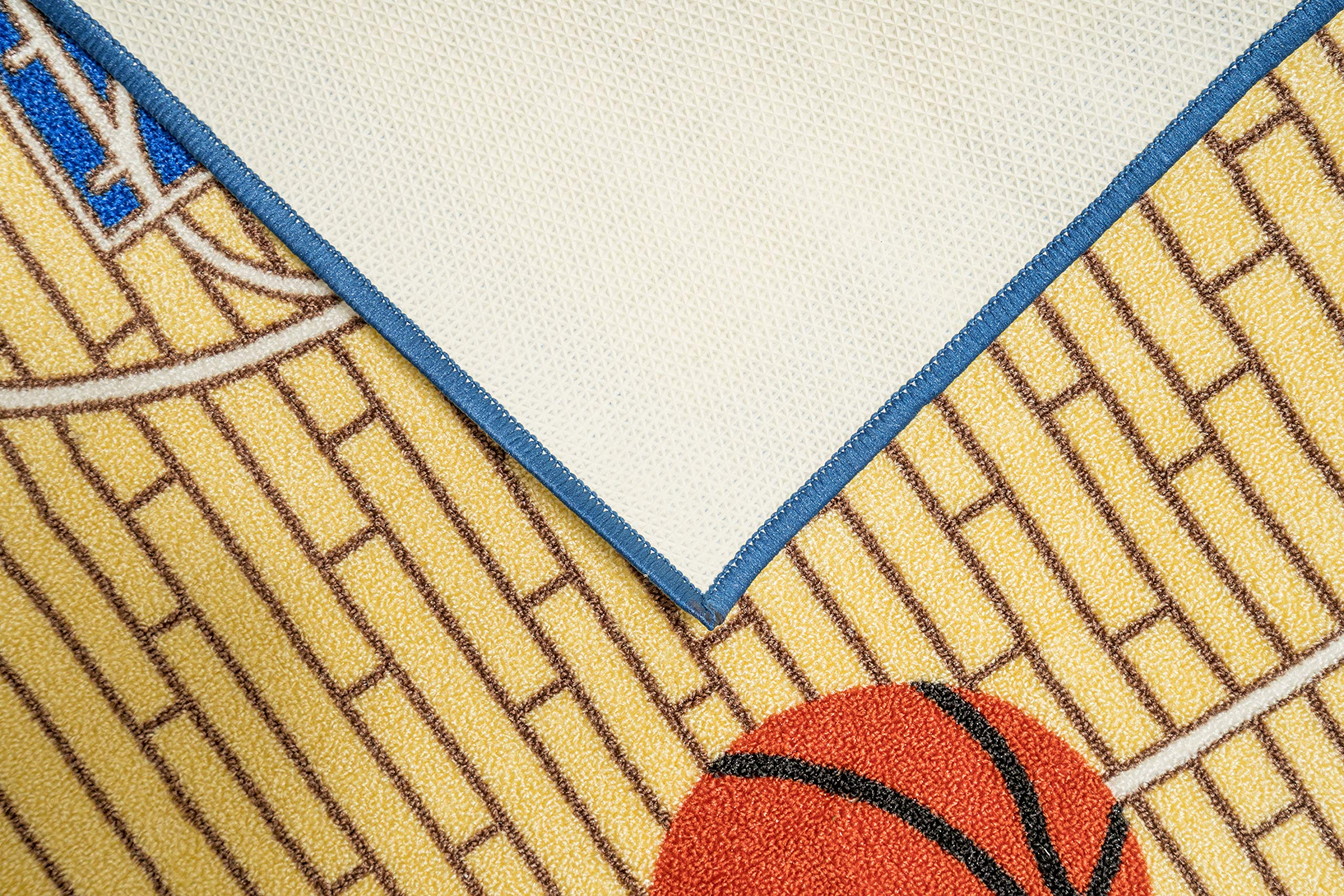 695 Basketball Themed Kids Play Area Rug - Non-Slip Blue Court Design for Playroom, Kindergarten & Bathroom - Modern Decor 7'10