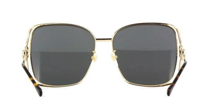 Gucci GG 1020S 002 Gold/Gray Metal Full Rim Oversized Square Women's Sunglasses - Luxury Fashion Shades for Women, UV Protection, Perfect for Beach, Driving & Outdoor Activities