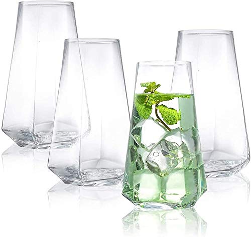 Premium 18Oz Highball Glasses Set of 4 - Crystal Clear Cocktail & Drinking Glasses for Water, Beer, Liquor - Elegant Barware for Home, Parties & Restaurants