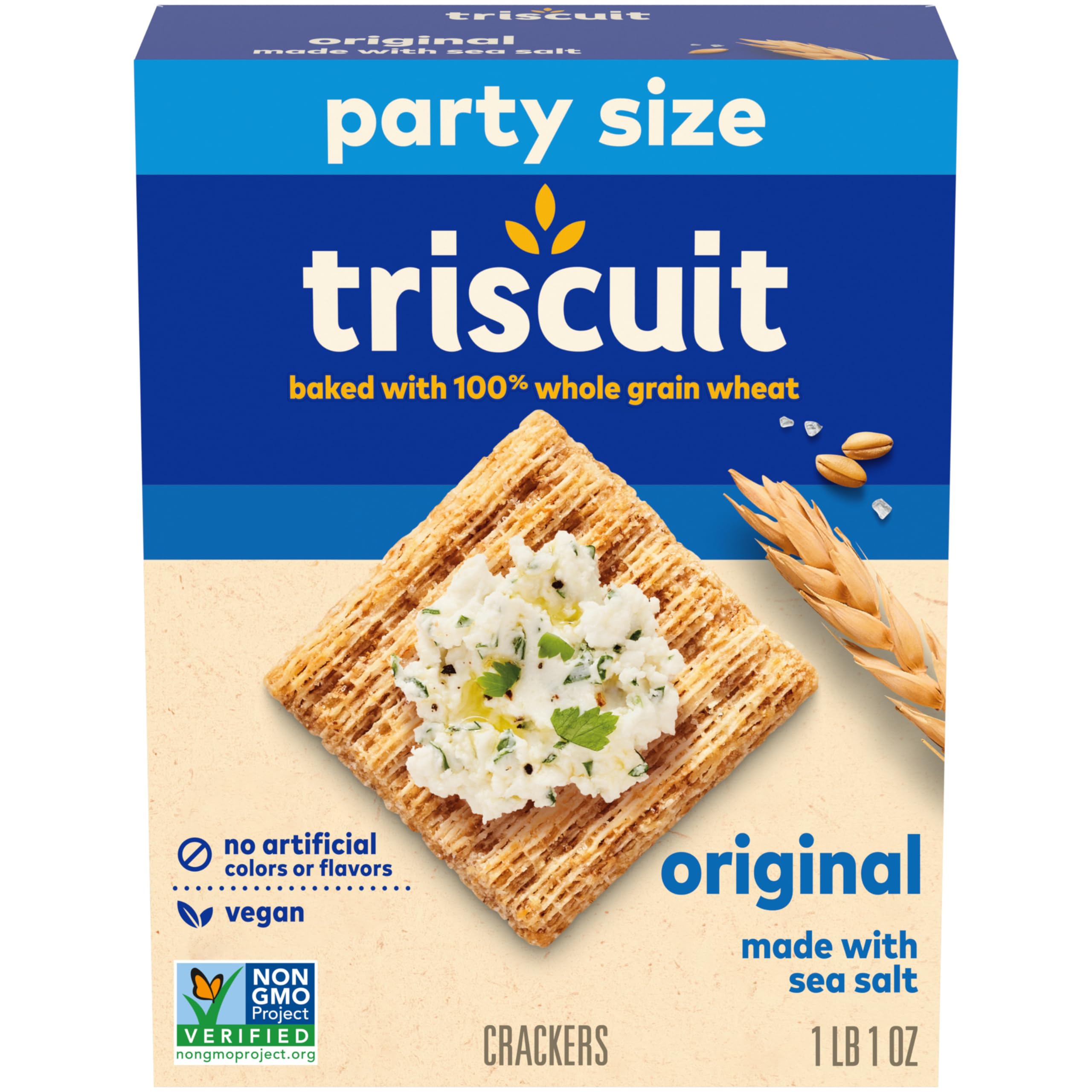 Triscuit Original Whole Grain Wheat Crackers - Vegan, Healthy Snack for Lunch, Parties & On-the-Go | 17 oz Pack | Perfect for Office, School & Picnics