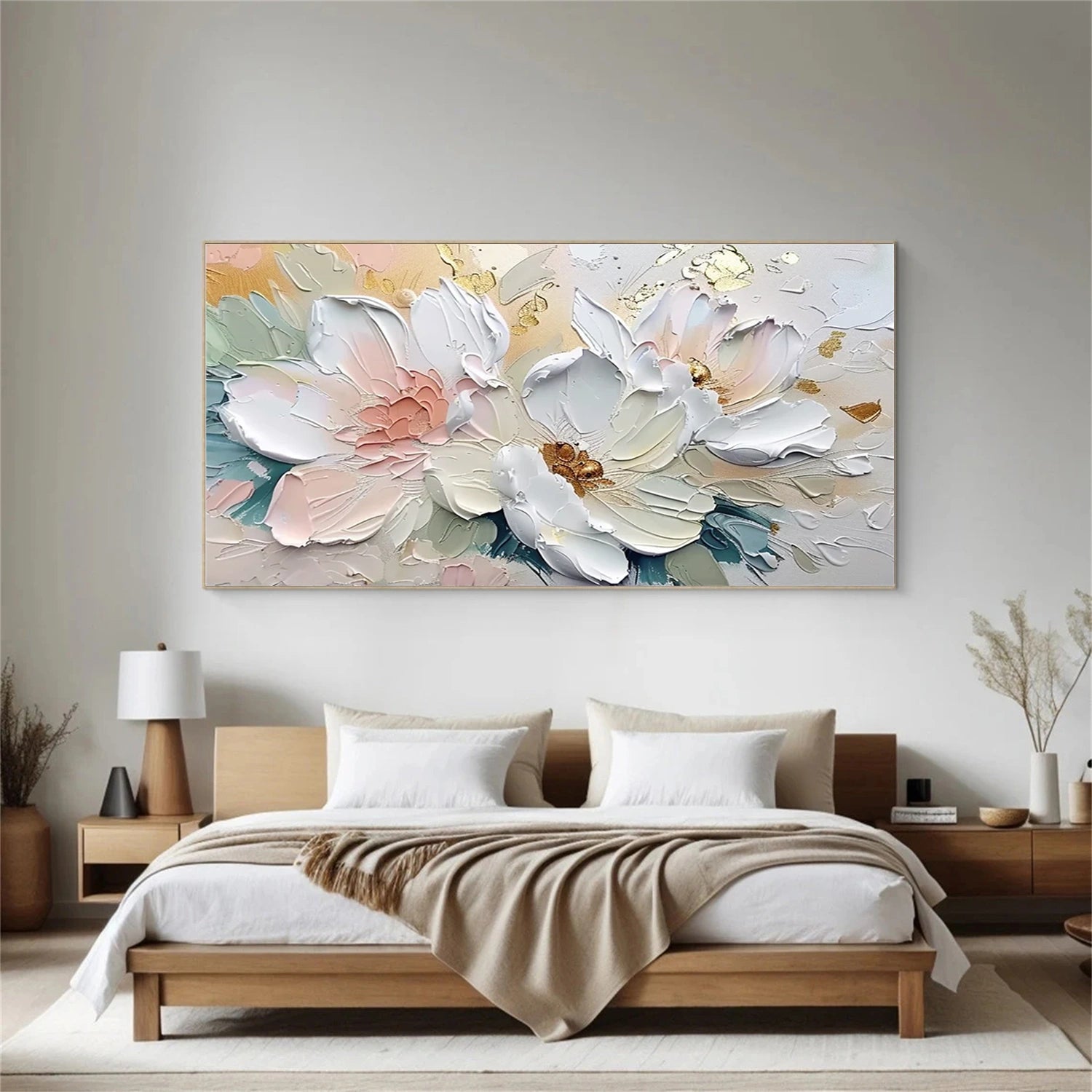 Beautiful Flower and Tree Painting #FT178 - Handmade Canvas Art for Home Decor, Living Room, Bedroom & Office Wall