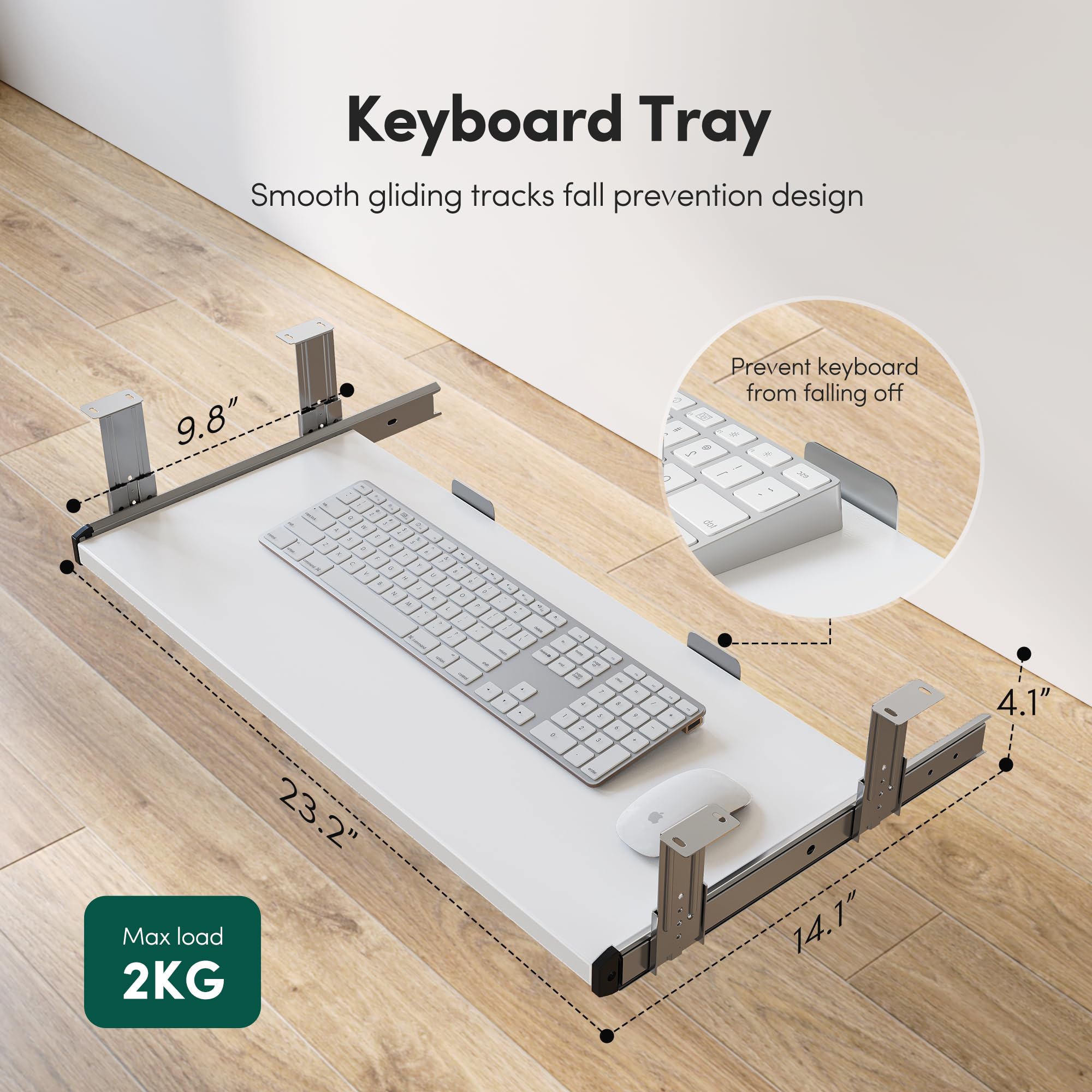FEZIBO 55 x 24 Inches Electric Height Adjustable Standing Desk with Keyboard Tray - White Sit Stand Office Desk for Home & Workspace - Perfect for Remote Work, Gaming & Computer Setup