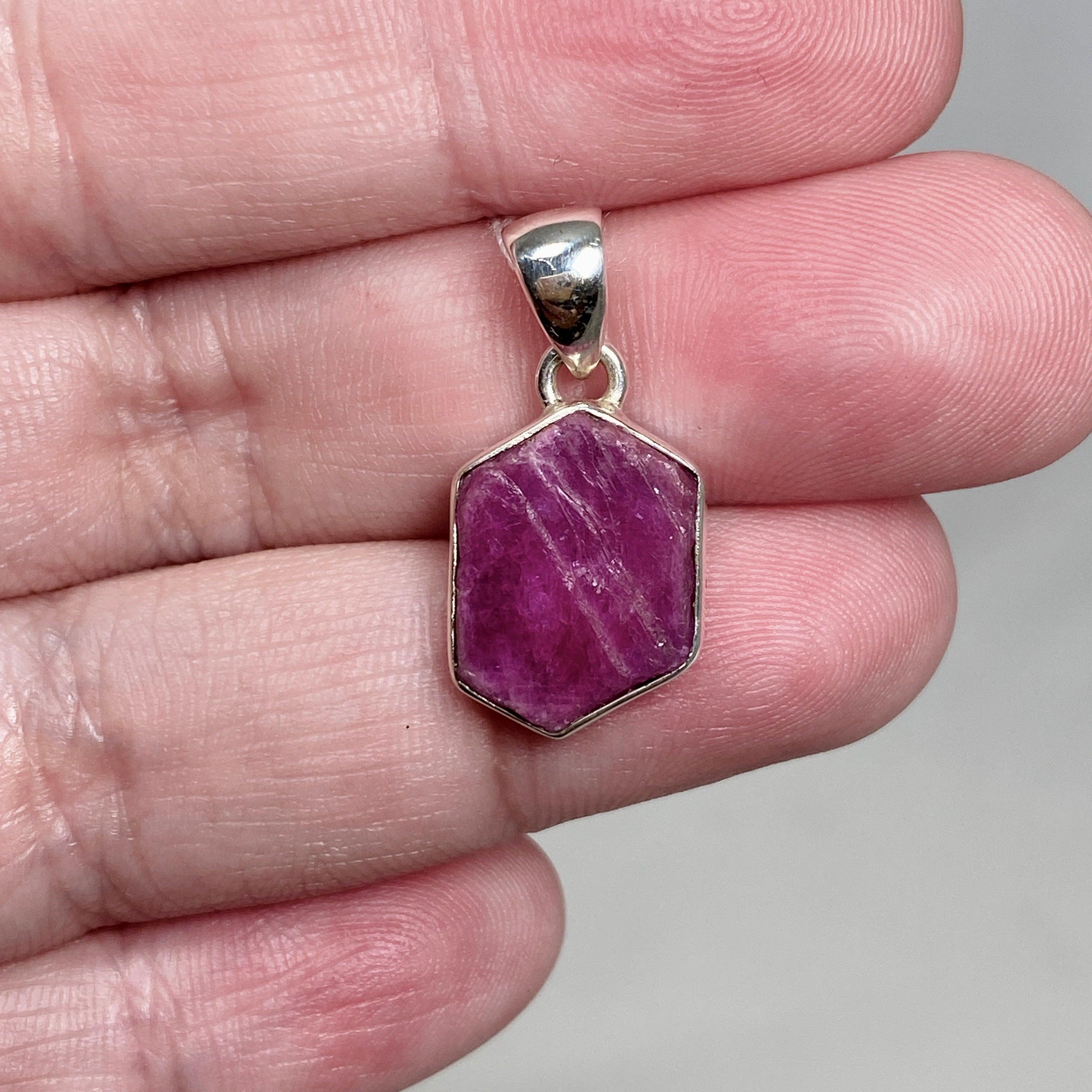 Natural Ruby Raw Hexagonal Pendant Necklace - KPGJ3341 | Handmade Boho Jewelry for Women, Gift for Her | Perfect for Meditation, Yoga & Spiritual Healing
