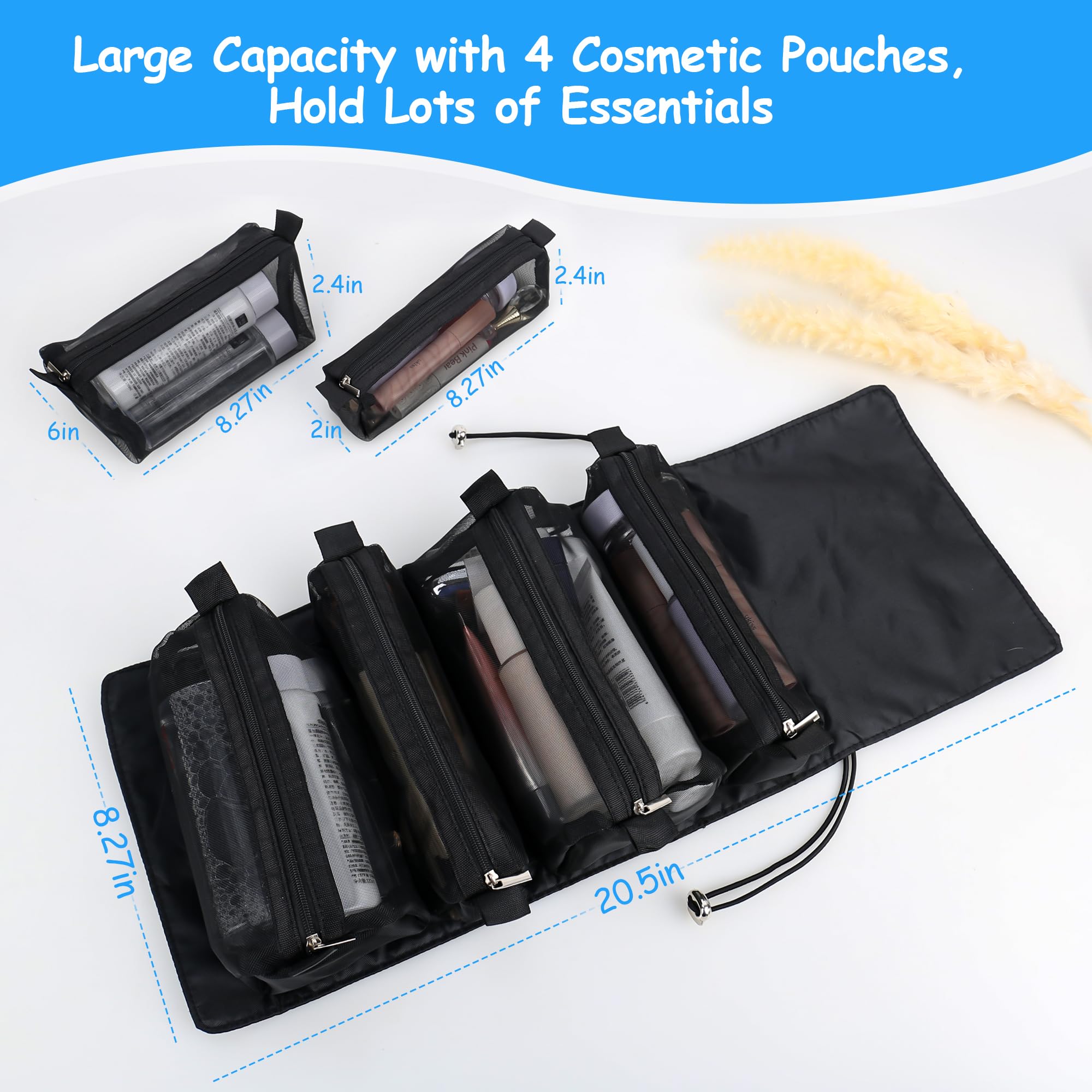eWonLife 4-in-1 Waterproof Makeup Travel Bag for Women - Large Cosmetic Organizer for Travel & Daily Use