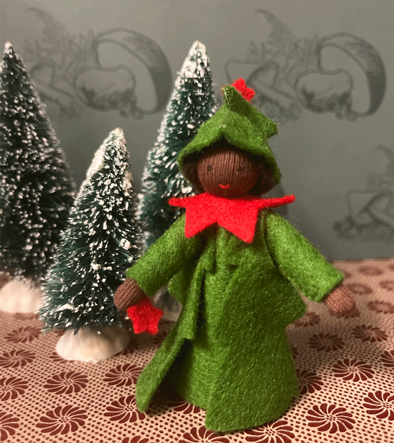 2023 Large Black Standing Christmas Tree Waldorf Flower Fairy - Perfect for Holiday Decor, Winter Festivals, and Magical Fairy Tale Themed Parties