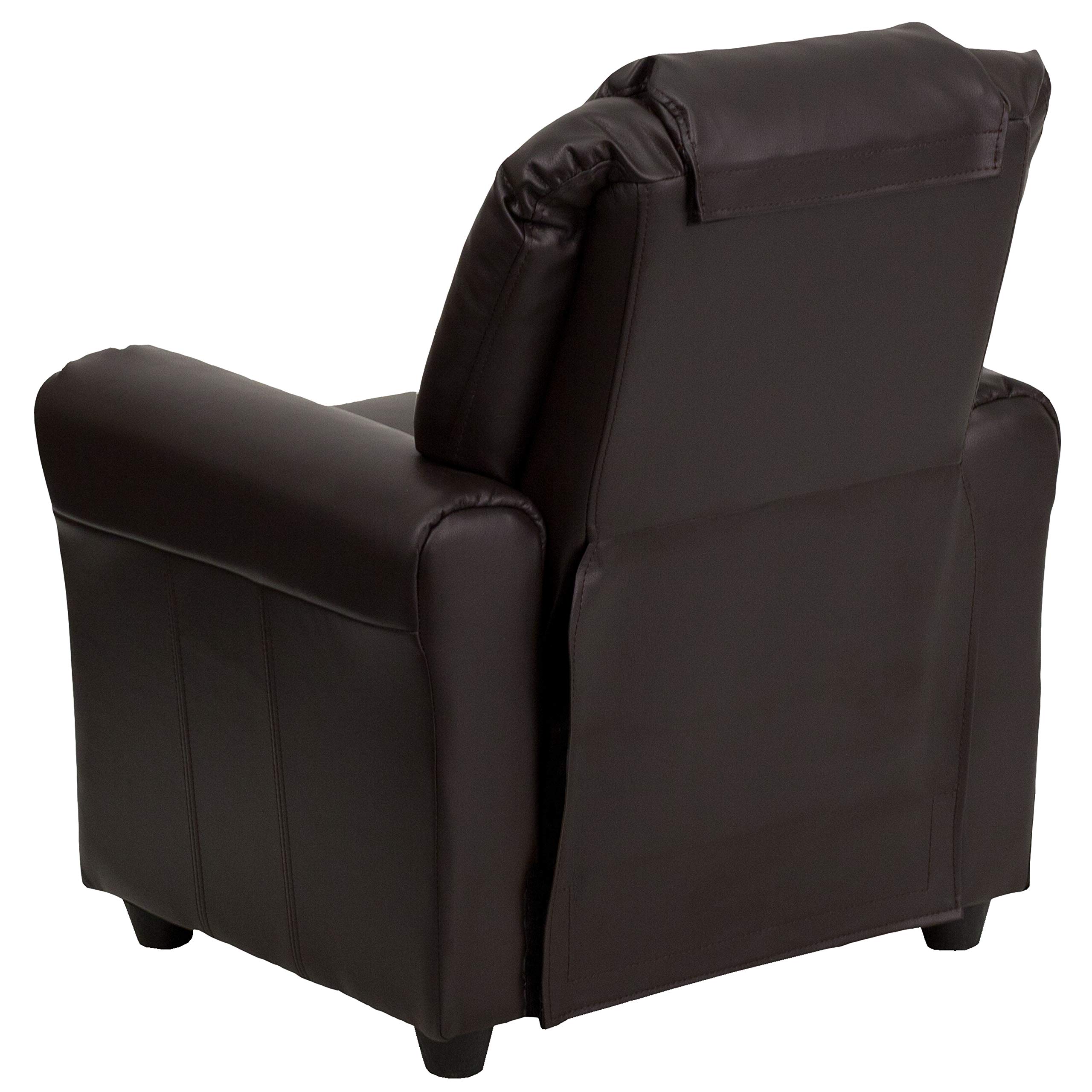 Premium Brown LeatherSoft Kids Recliner Chair with Cup Holder & Headrest - Comfortable Lounge Chair for Boys & Girls - Perfect for Bedroom, Playroom & Movie Nights