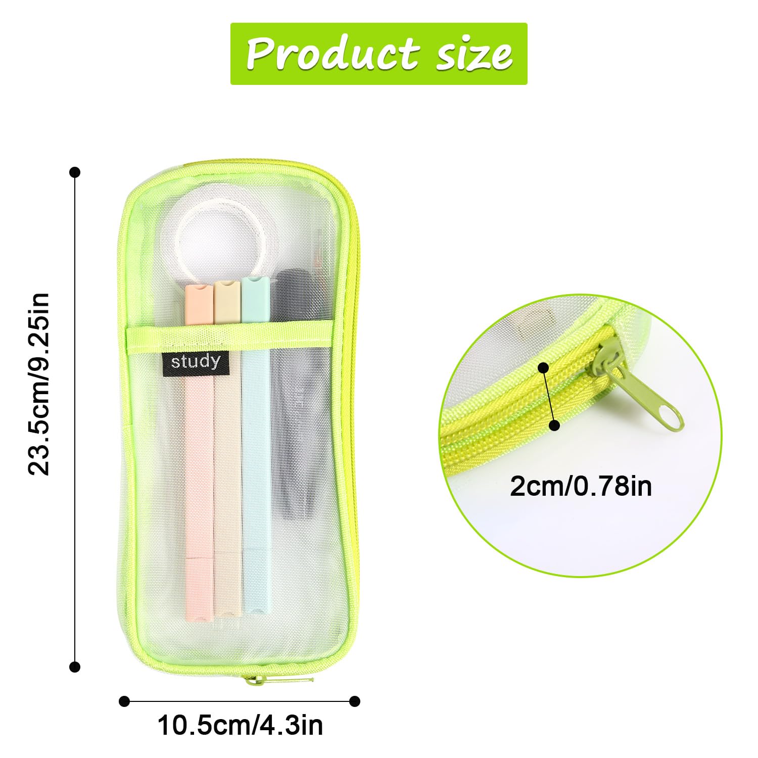 Mesh Pencil Case - Transparent Multifunctional Zipper Pouch for Pencils, Stationery & Travel Makeup | School, Office & Travel Organizer | Durable Clear Mesh Storage Bag (Green) - Perfect for Students, Professionals & On-the-Go Essentials