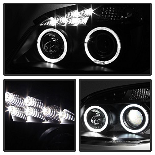 Xtune LED Halo Headlights for 2005-2010 Chevy Cobalt - Black/Clear Lens - High Visibility & Style Upgrade for Night Driving & Car Customization
