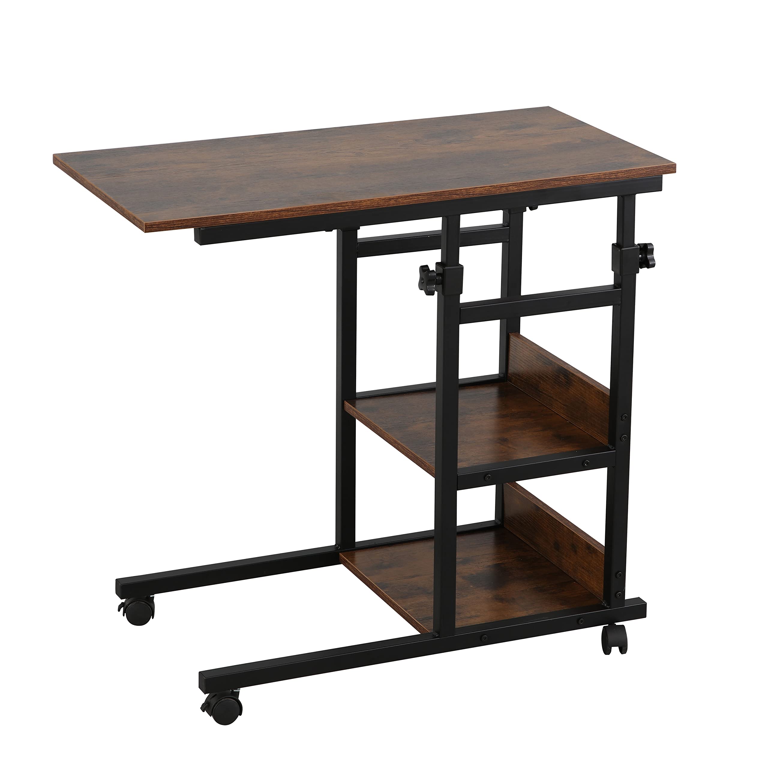 Adjustable Height Mobile Laptop Desk with Wheels - Modern Rolling Computer Workstation for Home Office, Study, Bedroom & Living Room - Perfect for Remote Work, Gaming & Study Sessions