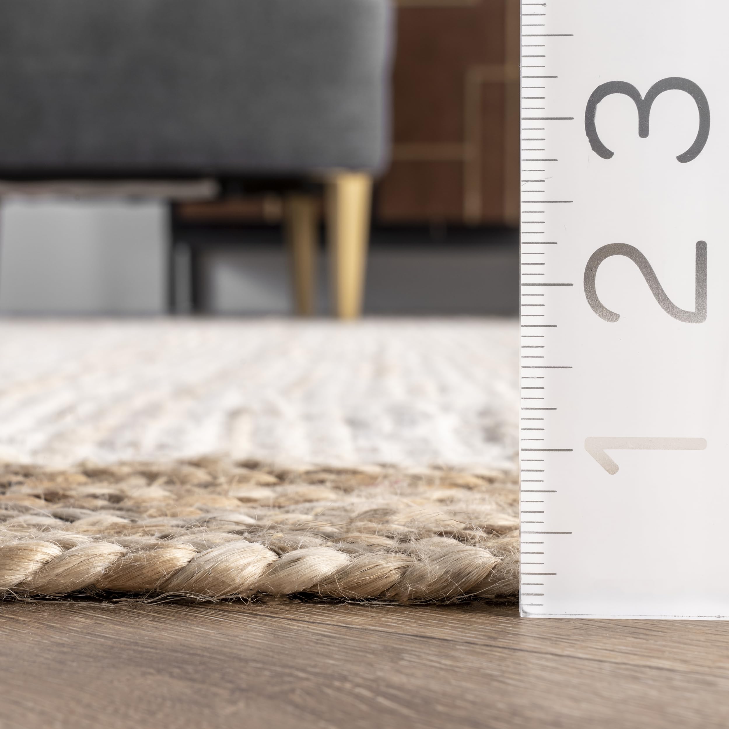 nuLOOM Eleonora Natural Jute Area Rug 4x6 Feet, Soft & Durable, White - Perfect for Living Room, Bedroom, or Home Decor