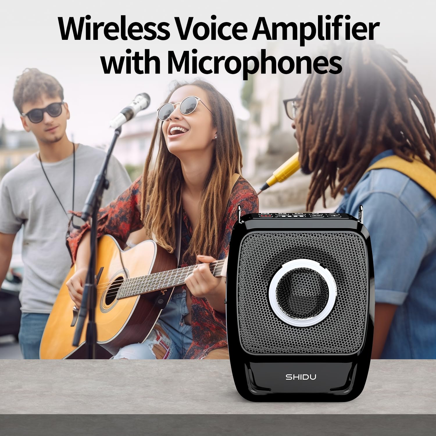 SHIDU Wireless Voice Amplifier with Microphone - Portable Bluetooth Megaphone Speaker for Teachers, Tour Guides, Meetings & Public Speaking | Ideal for Classroom, Outdoor Events & Presentations