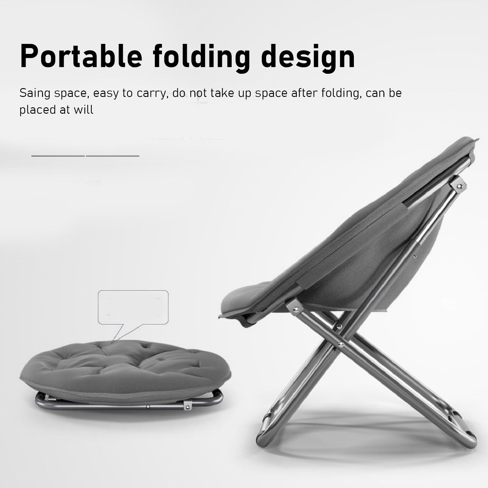 Steel Alloy Folding Chair - Oversized Round Padded Moon Chair with Soft Cushion | Portable & Stable Foldable Chair for Camping, Beach, Picnic, Outdoor Relaxation, Patio Lounging & Backyard Gatherings