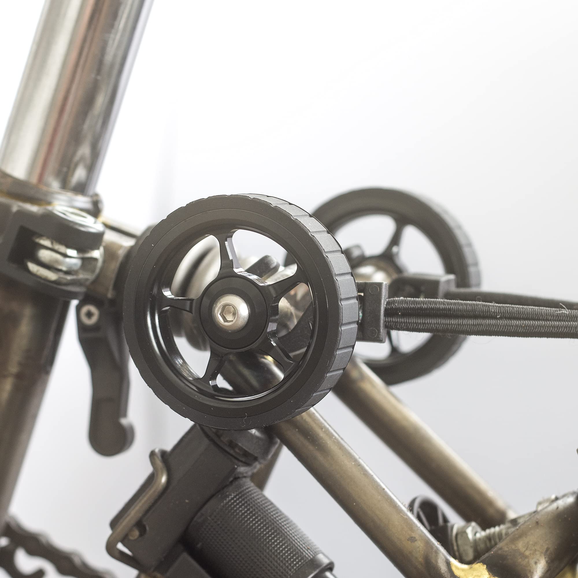 Premium Black Wide Easy Wheels for Brompton Folding Bike V2.0 - Enhanced Stability & Smooth Ride for Urban Commuting & Travel