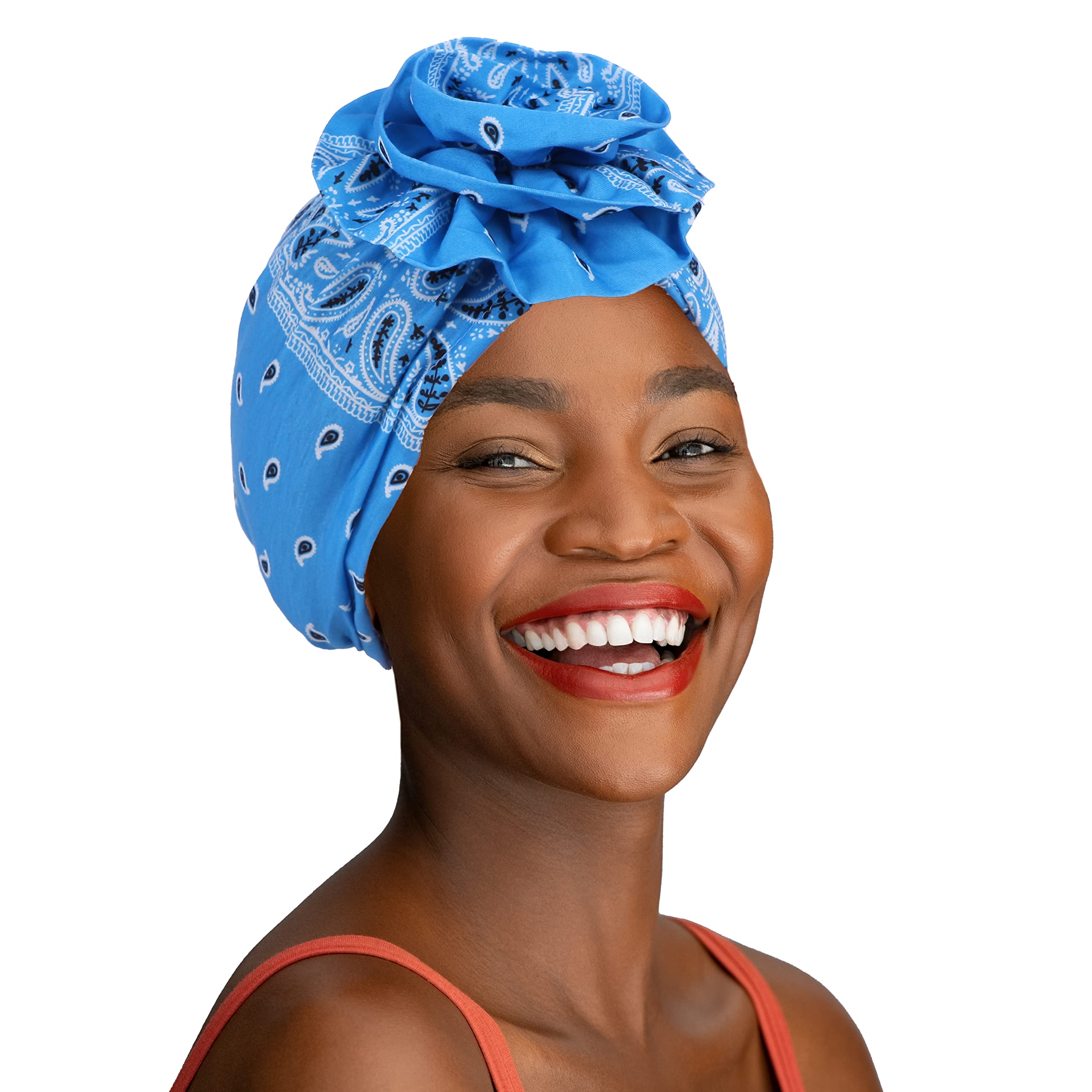 Motique Women's Paisley Print Pretied Turban Headwrap with Flower Knot - Stylish Hair Accessory for Everyday Wear, Weddings & Special Occasions