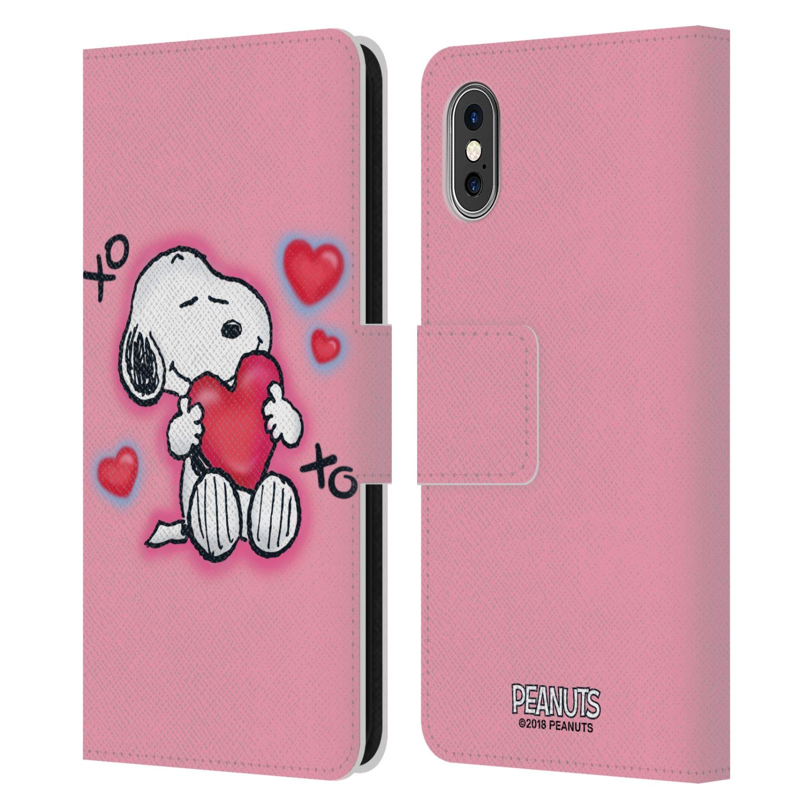 Head Case Designs Officially Licensed Peanuts XOXO Snoopy Airbrush Leather Book Wallet Case for Apple iPhone X/Xs - Perfect for Beach Trips & Boardwalk Strolls