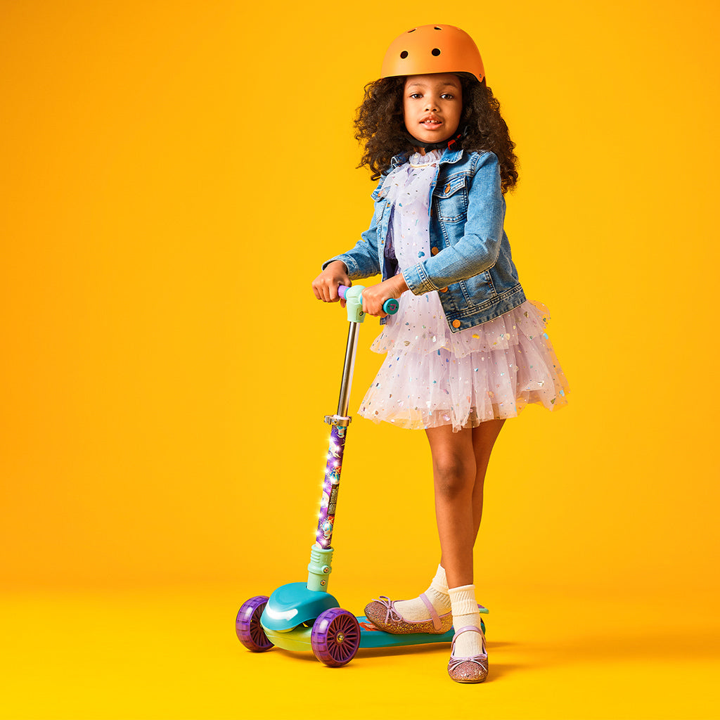 Disney The Little Mermaid 3-Wheel Kick Scooter for Kids - Lightweight Adjustable Height Foldable Design - Perfect for Outdoor Play, Park Rides & Neighborhood Commuting