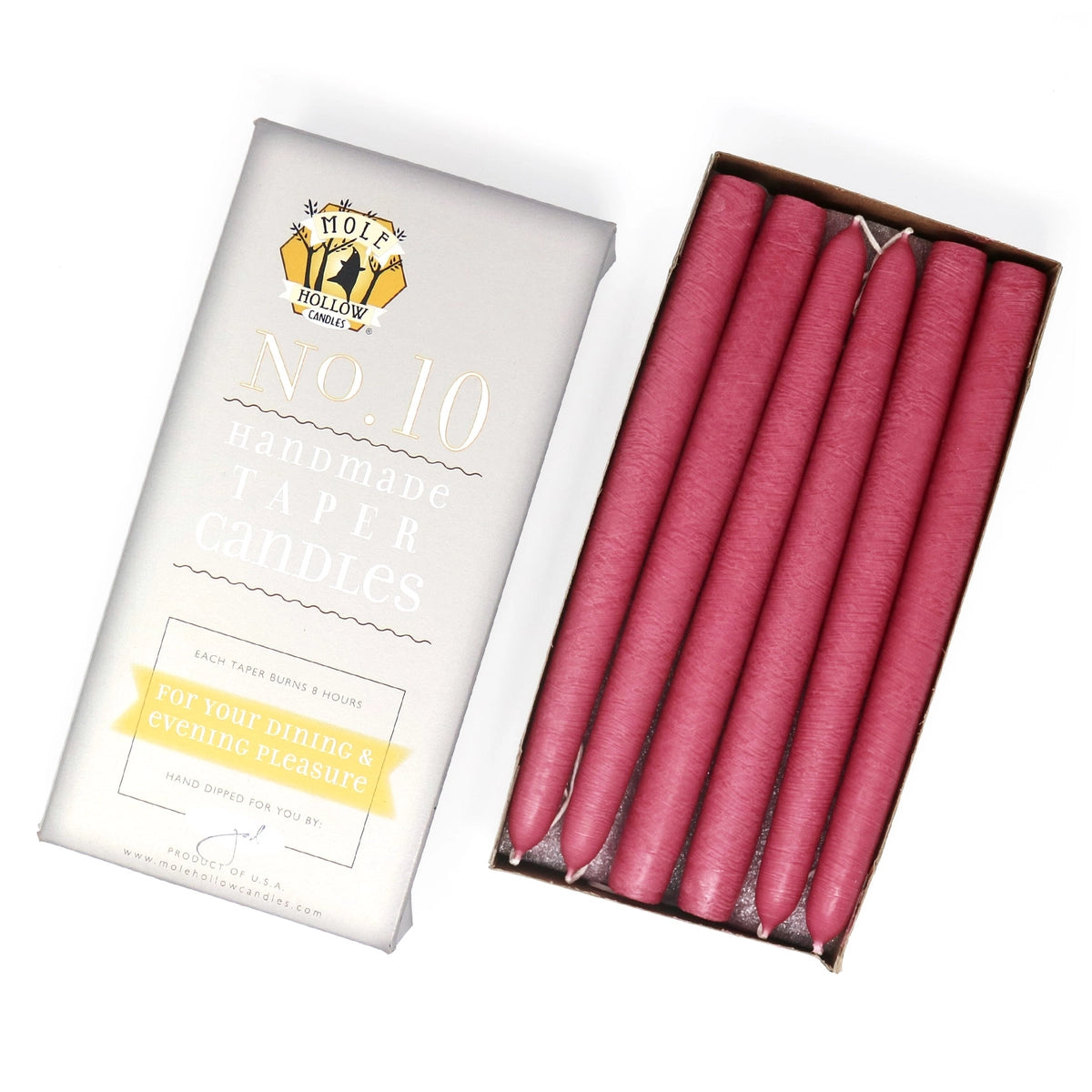10 Colonial Pink Taper Candles - Set of 2 | Elegant Dinner Candles for Romantic Dining, Wedding Centerpieces & Home Decor