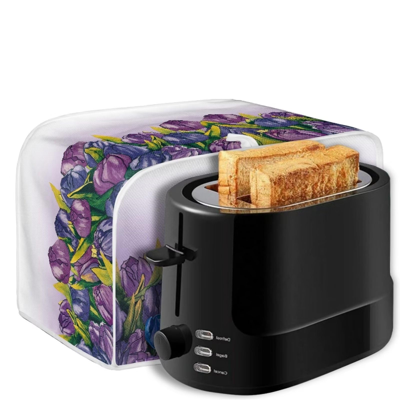 Tulip Cow Print Toaster Cover - 2 Slice Wide Slot Kitchen Appliance Protector - Durable Bread Maker Cover with Zipper - Fingerprint Resistant - Perfect Gift for Women - Ideal for Modern Kitchens, Breakfast Nooks & Home Decor