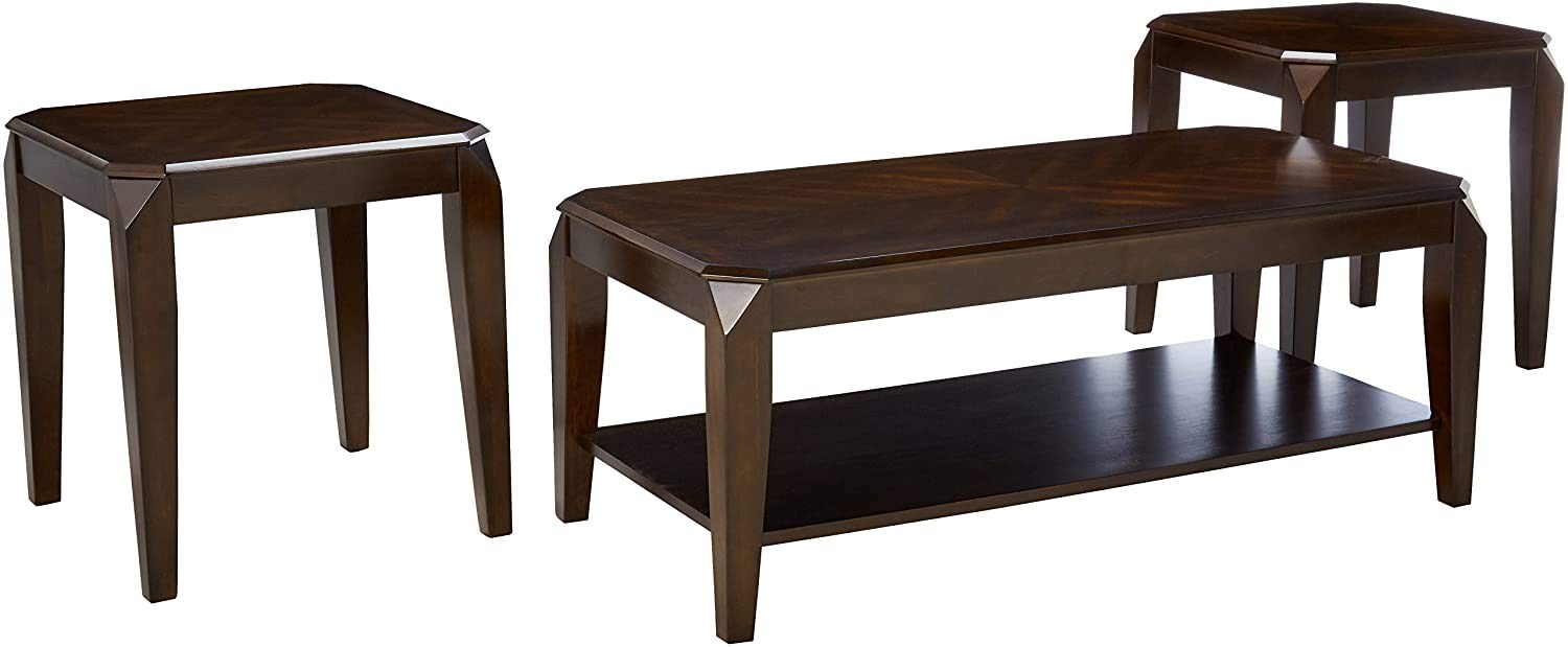 Knocbel 3-Piece Modern Coffee Table Set - Walnut Finish Living Room Side & End Tables with Smooth Surface & Clean Lines - Perfect for Sofa, Lounge & Small Space Decor