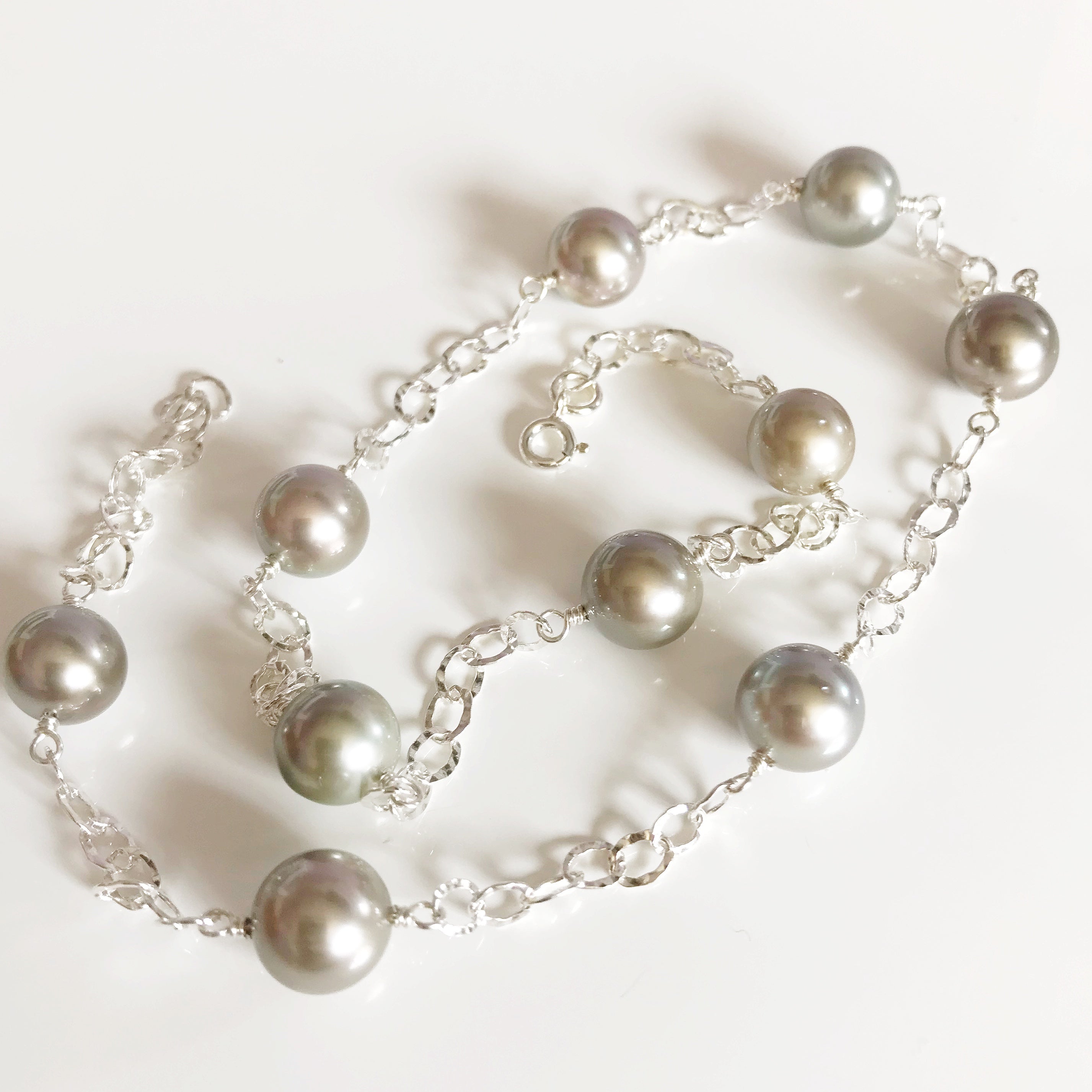 LEILANI Silver Tahitian Pearl Necklace (N273) - Elegant Jewelry for Women, Perfect for Weddings, Parties & Special Occasions